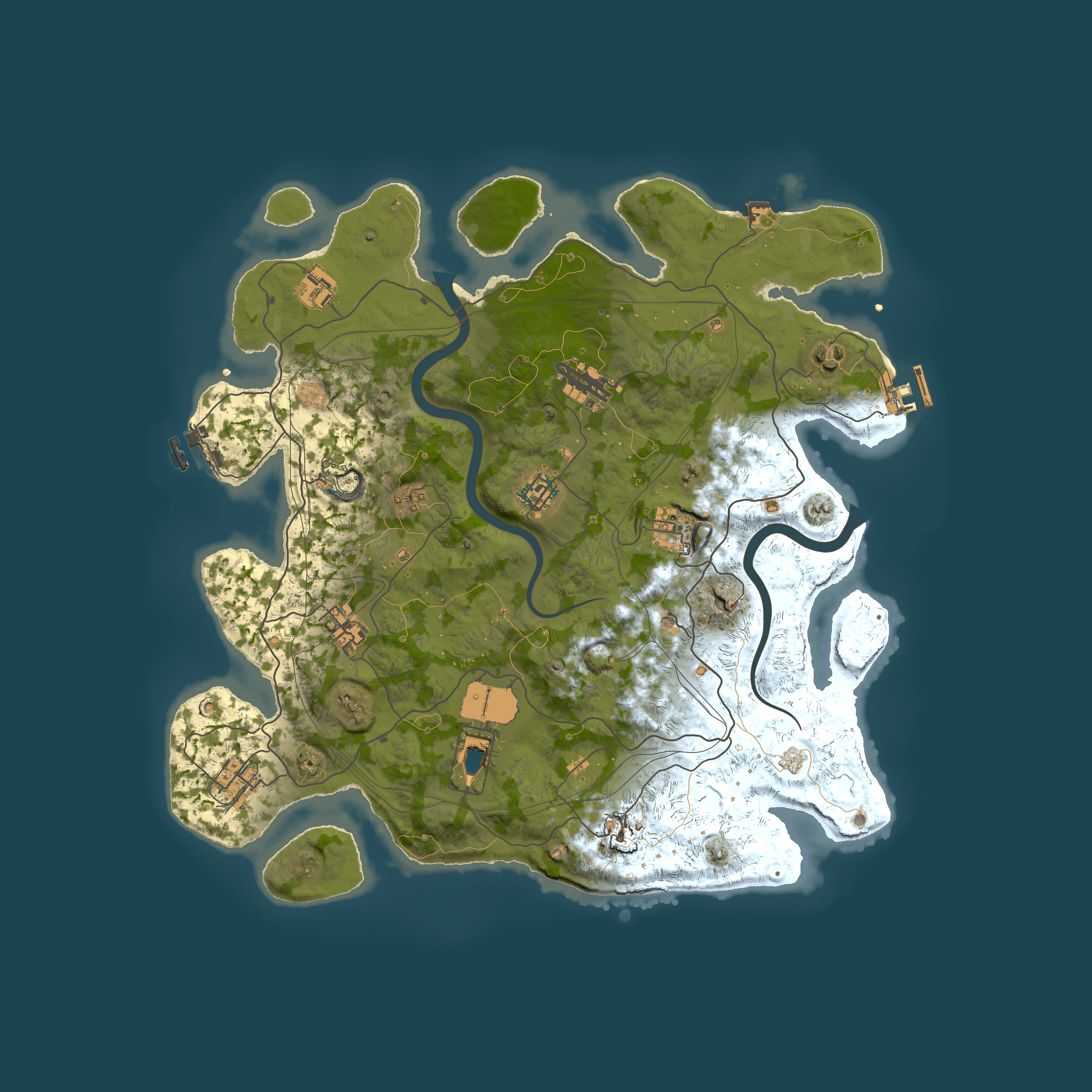 Full top-down render of Rust map seed 1337, 4000x4000m