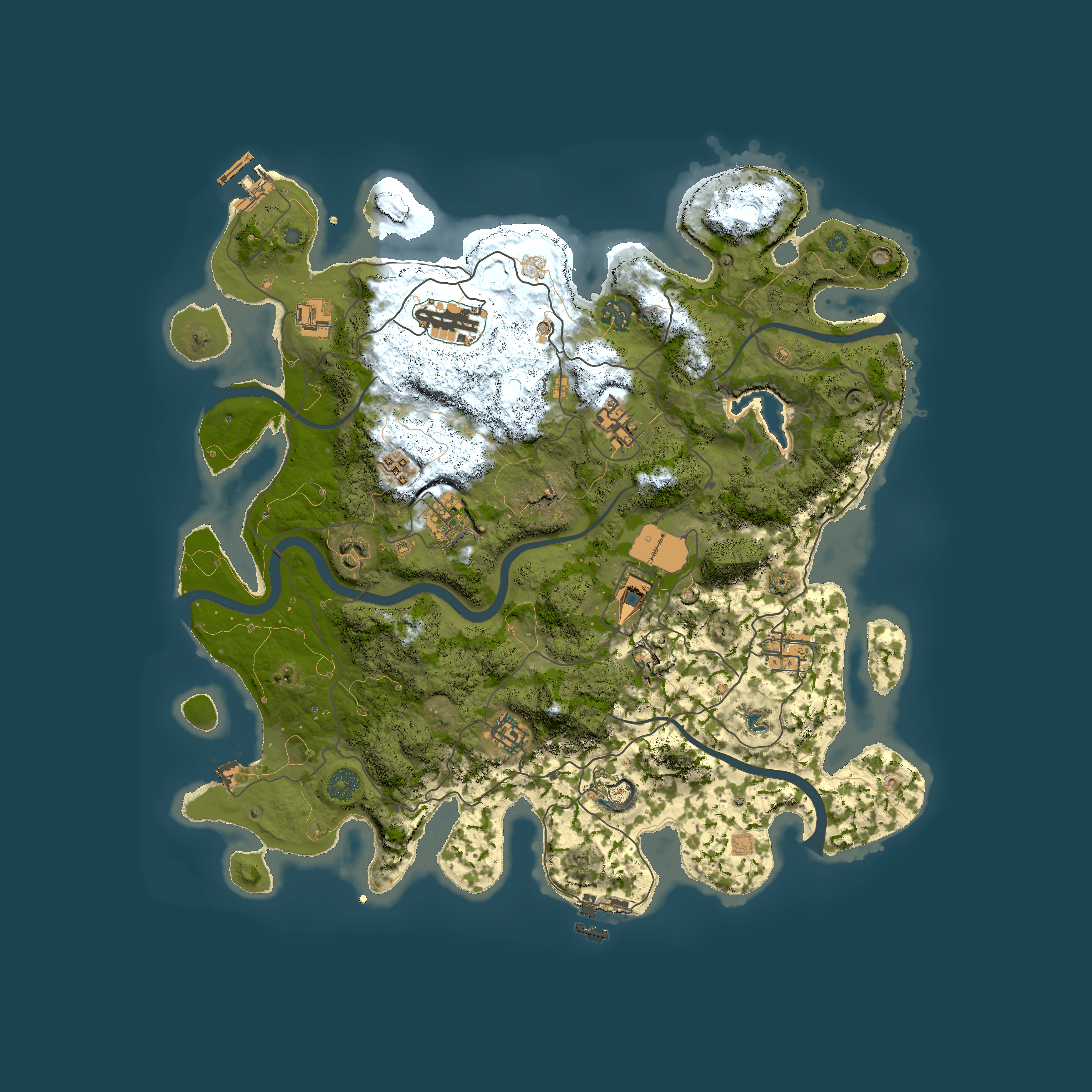 Full top-down render of Rust map seed 1014, 4000x4000m