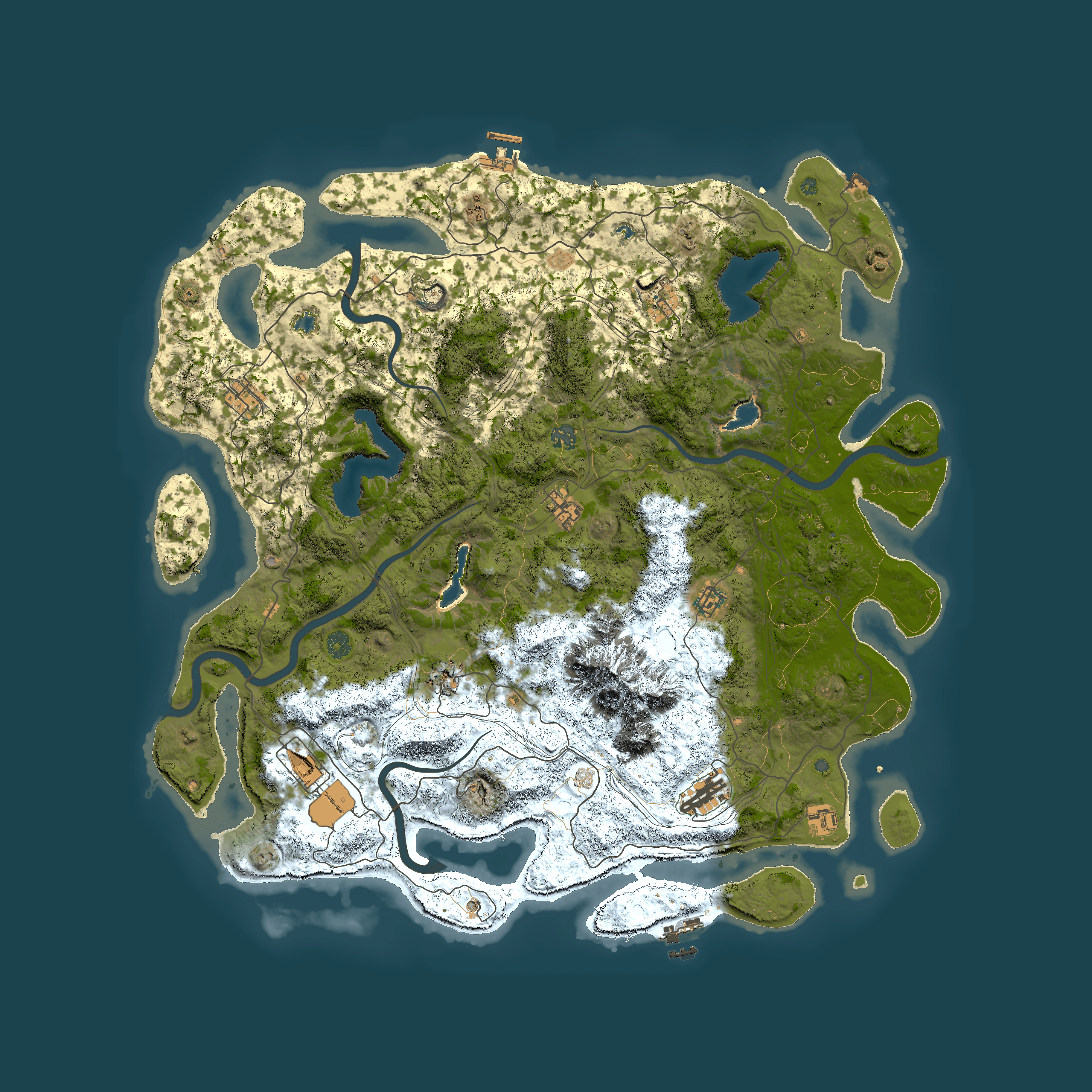 Full top-down render of Rust map seed 497336570, 5000x5000m