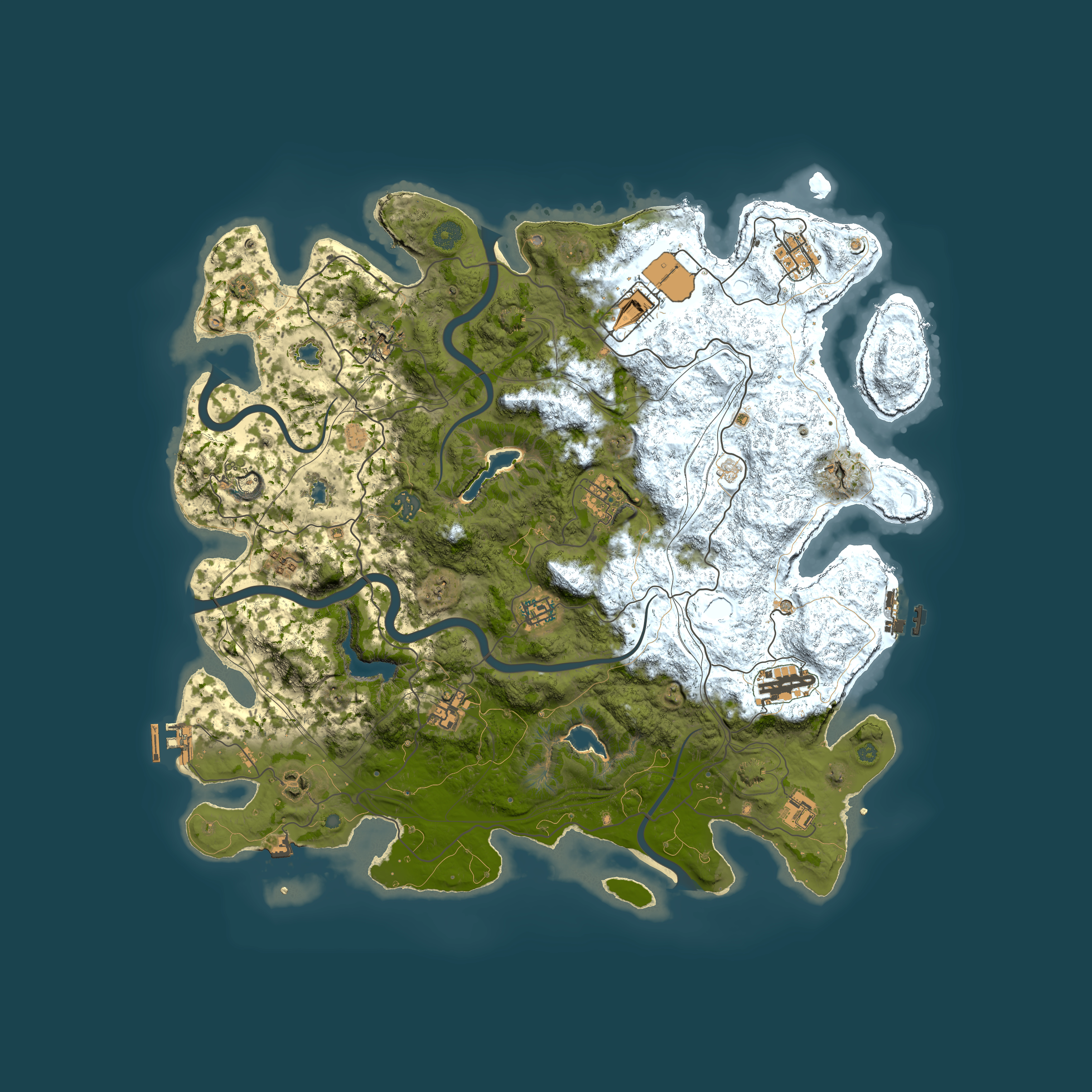 Full top-down render of Rust map seed 436502457, 4500x4500m