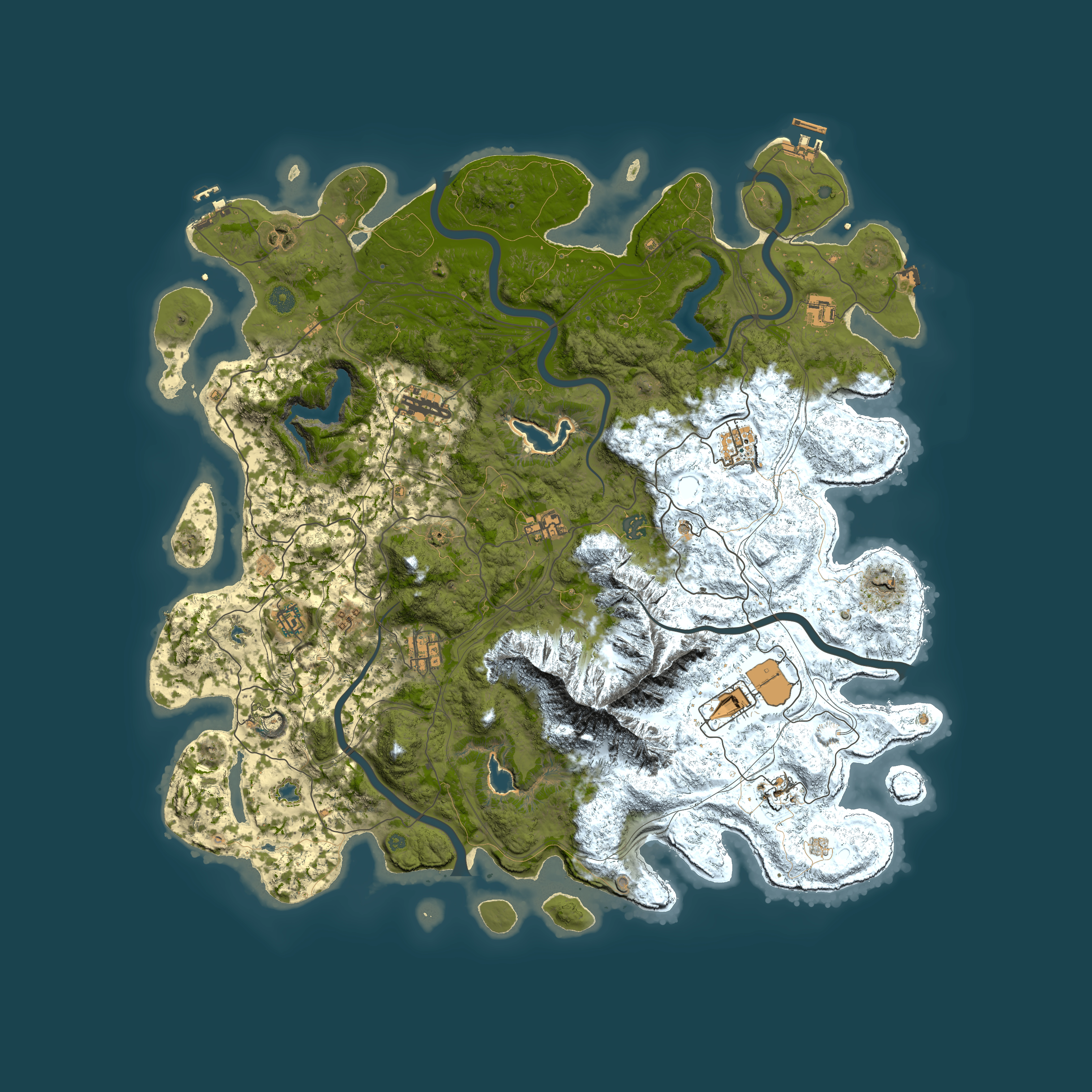 Full top-down render of Rust map seed 1231631532, 5000x5000m