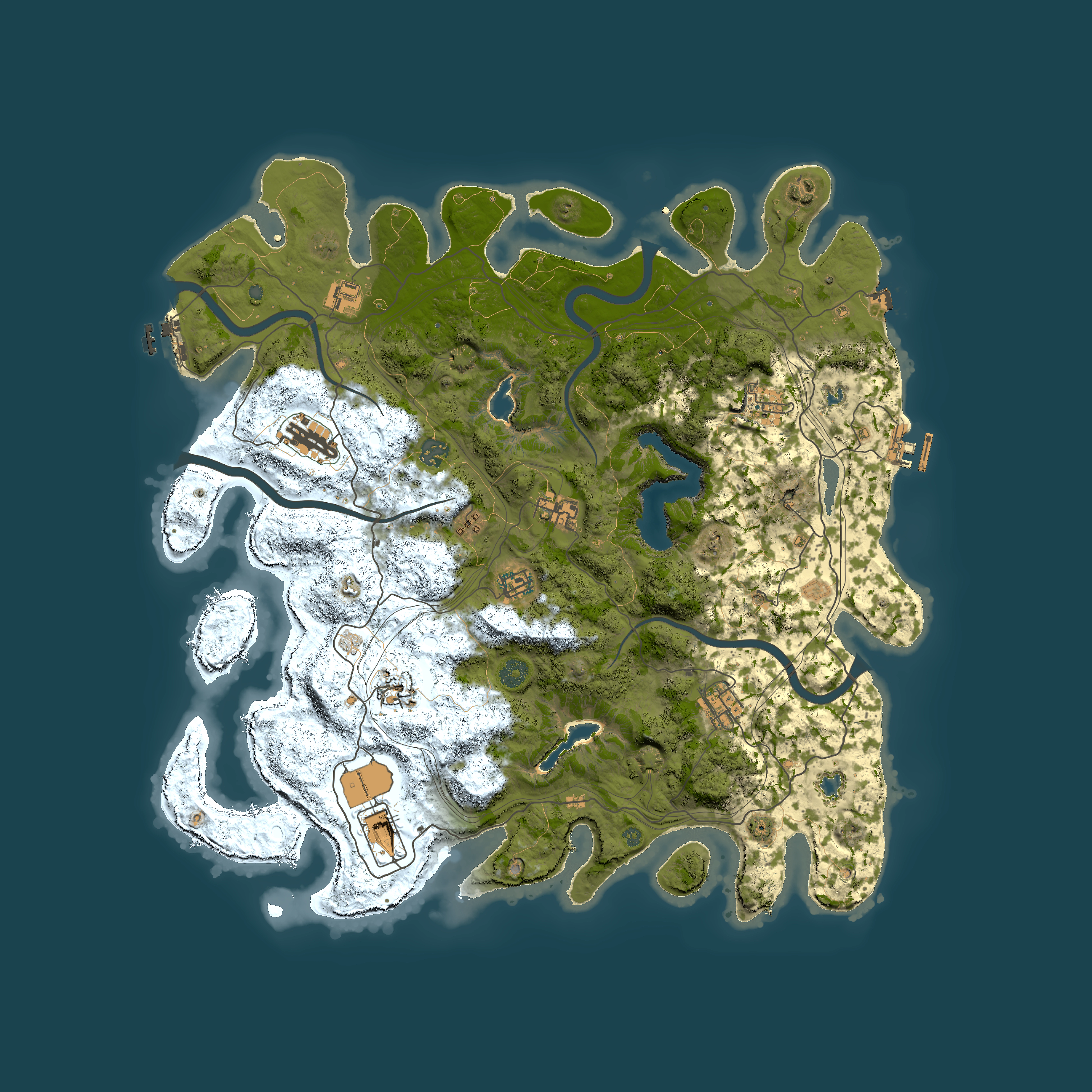 Full top-down render of Rust map seed 1928463649, 4500x4500m