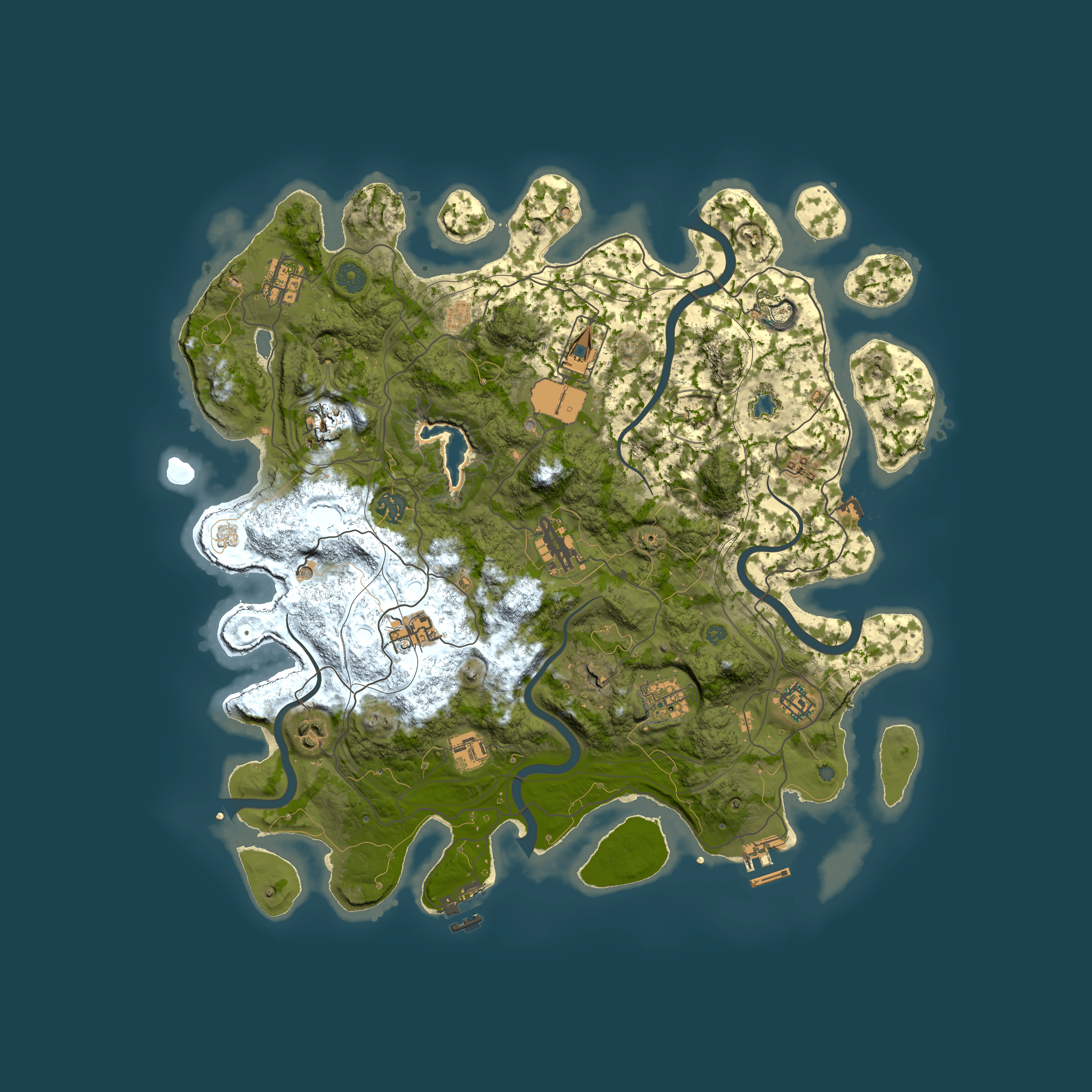 Full top-down render of Rust map seed 0, 4250x4250m