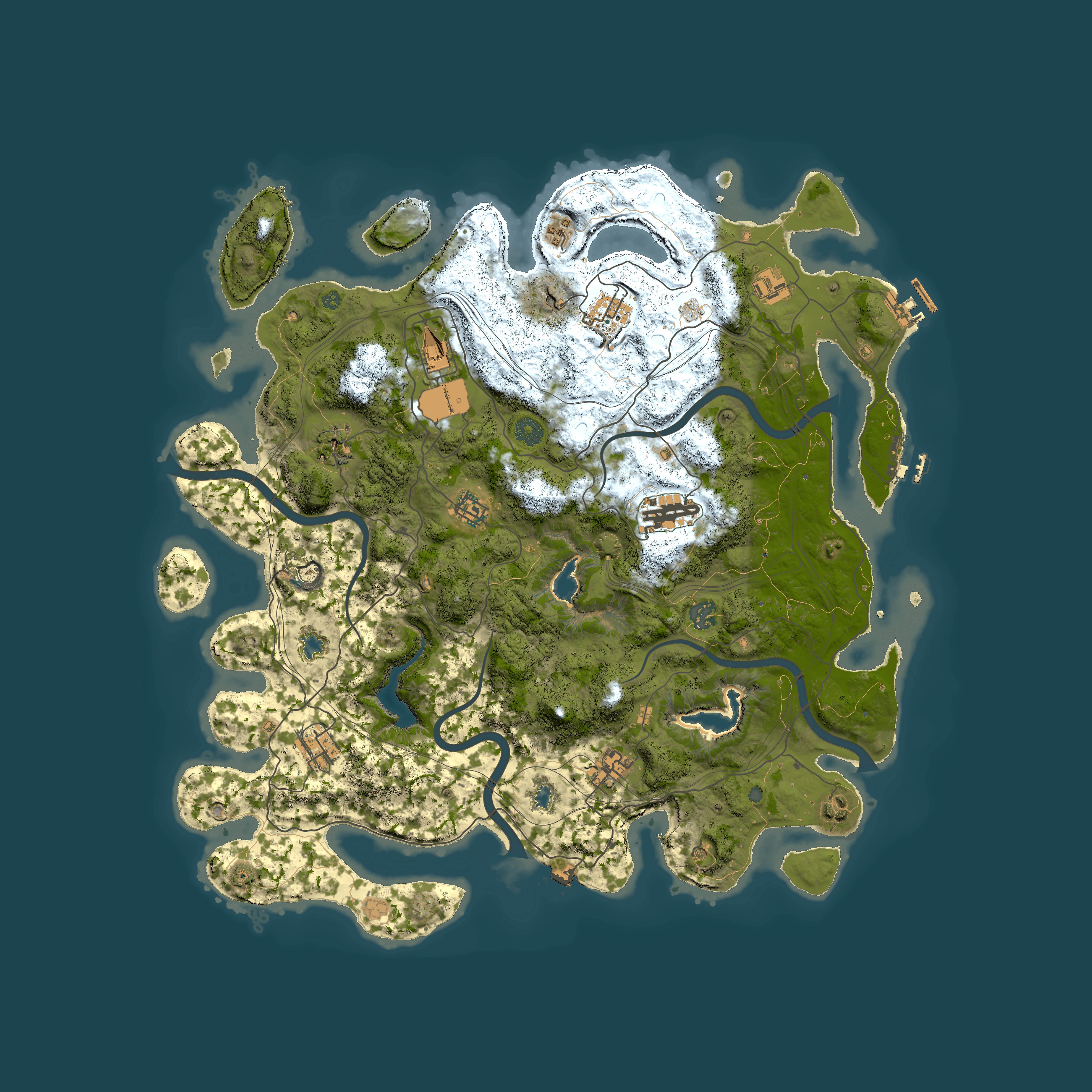 Full top-down render of Rust map seed 1709181598, 4500x4500m