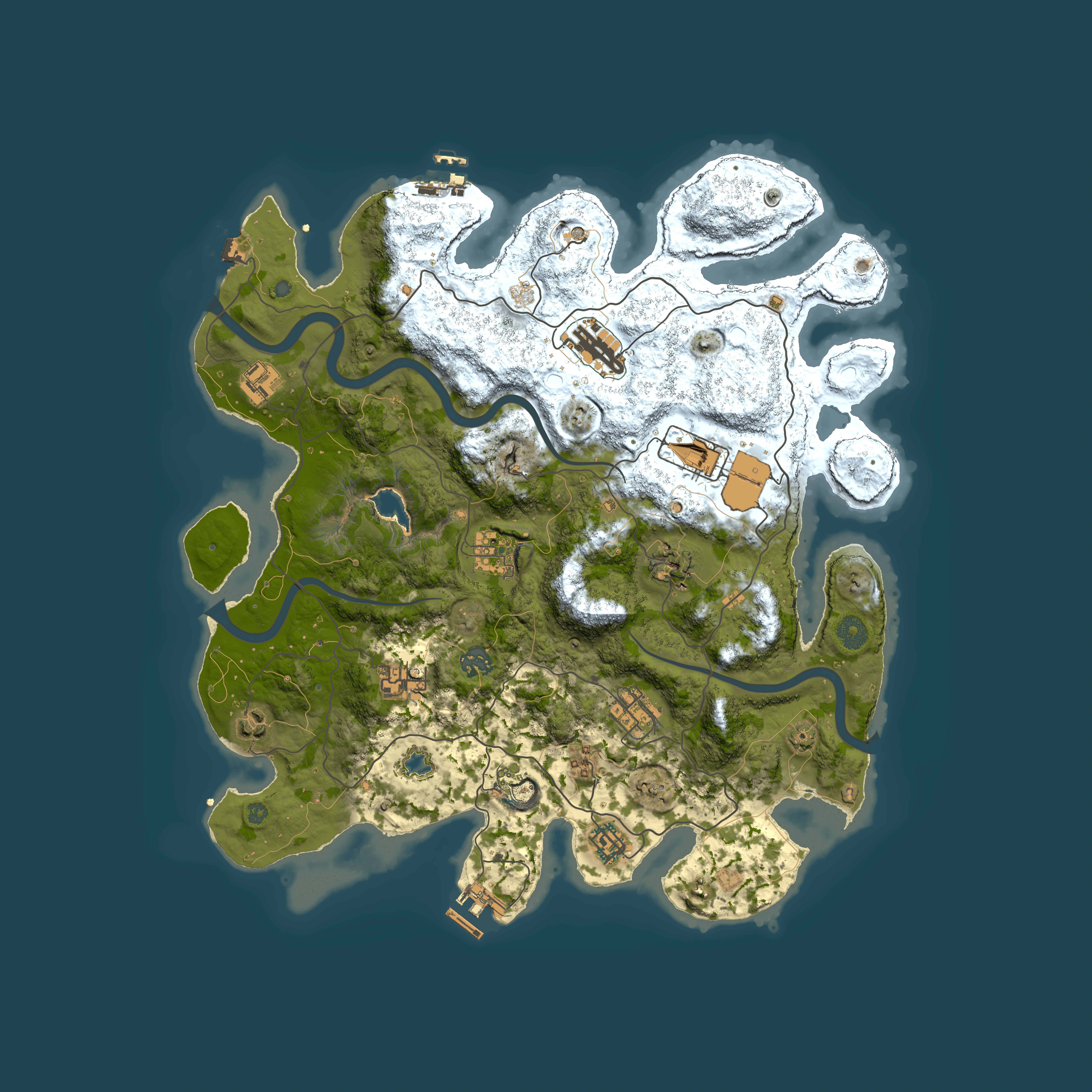 Full top-down render of Rust map seed 1558336955, 4000x4000m