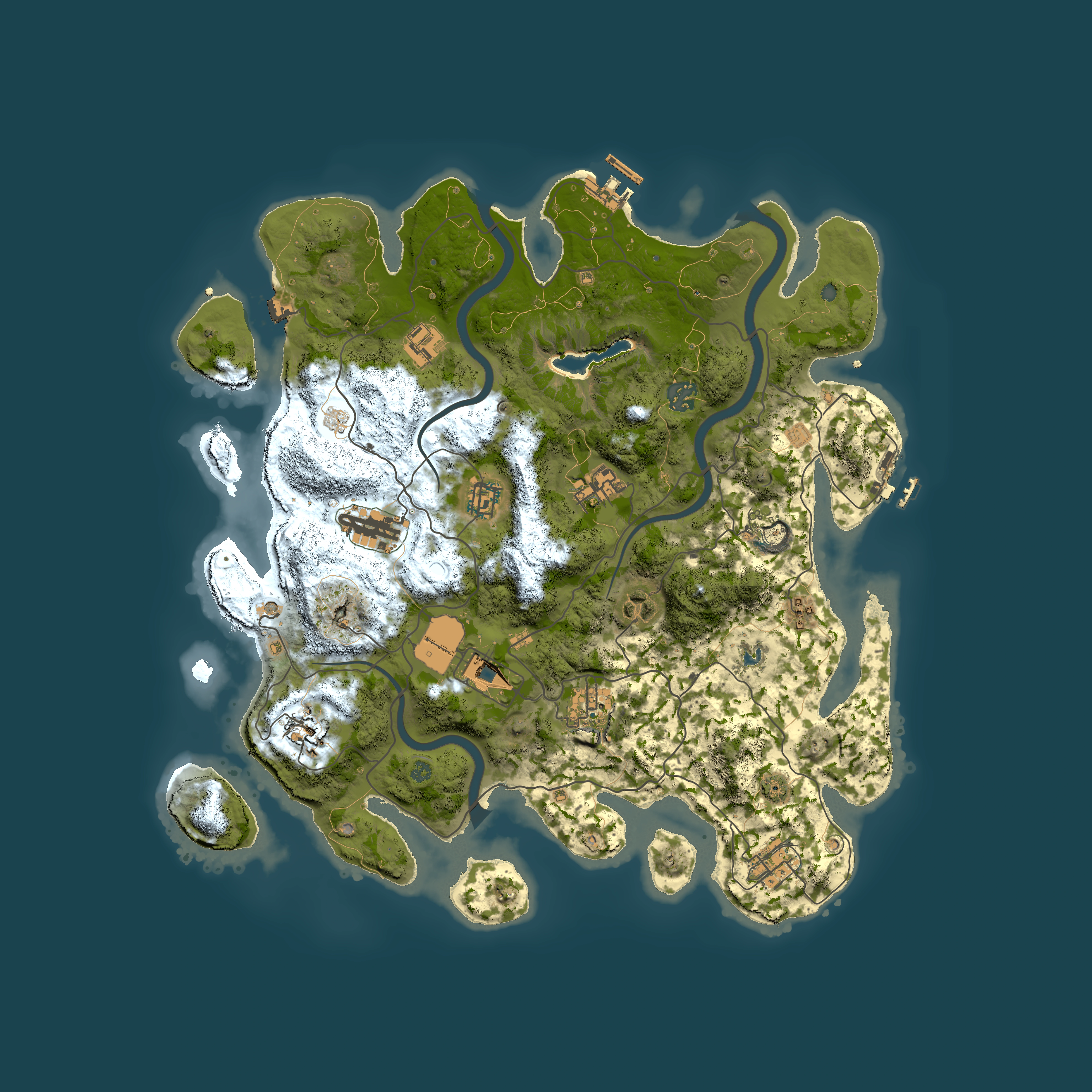 Full top-down render of Rust map seed 1866467872, 4000x4000m