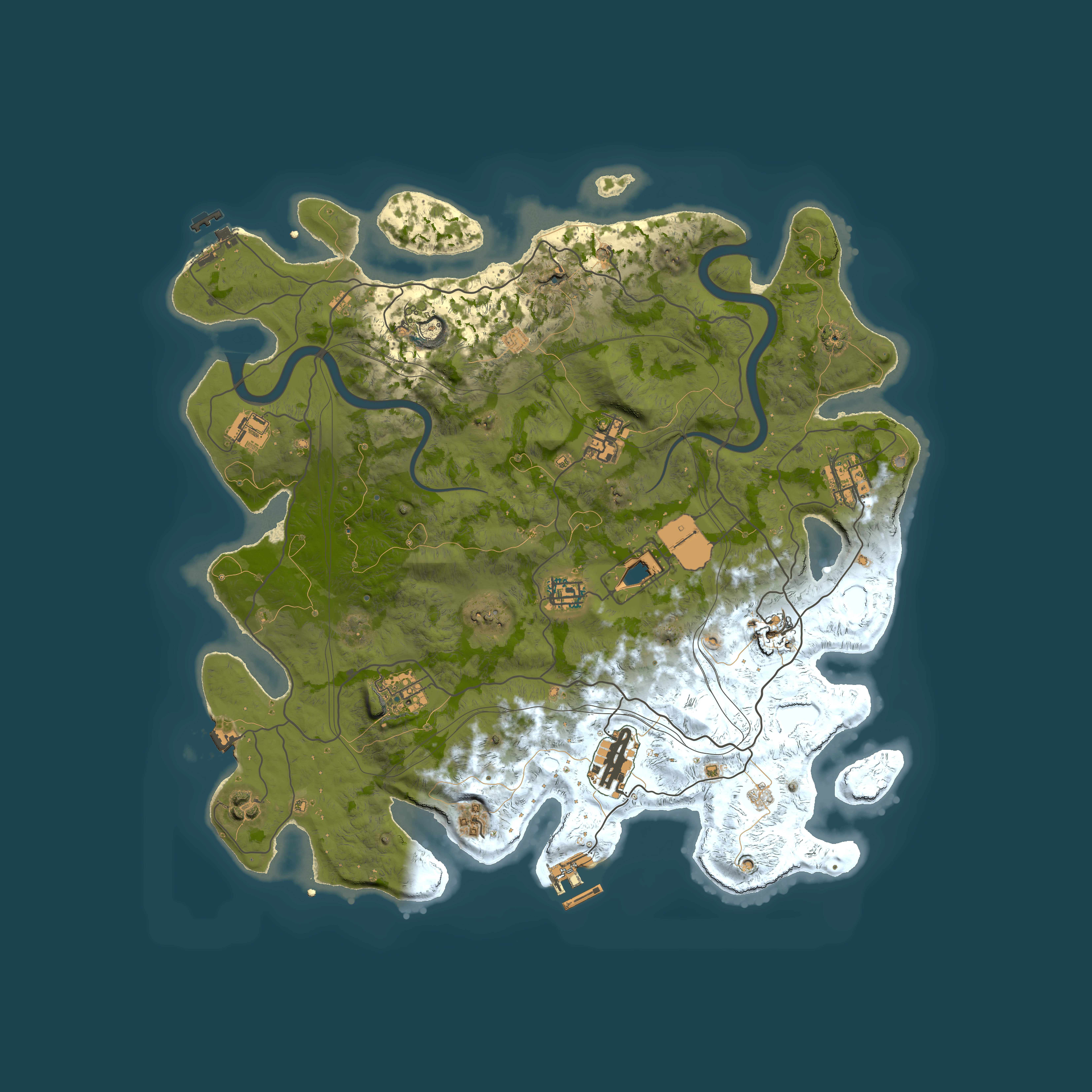 Full top-down render of Rust map seed 1337, 4000x4000m