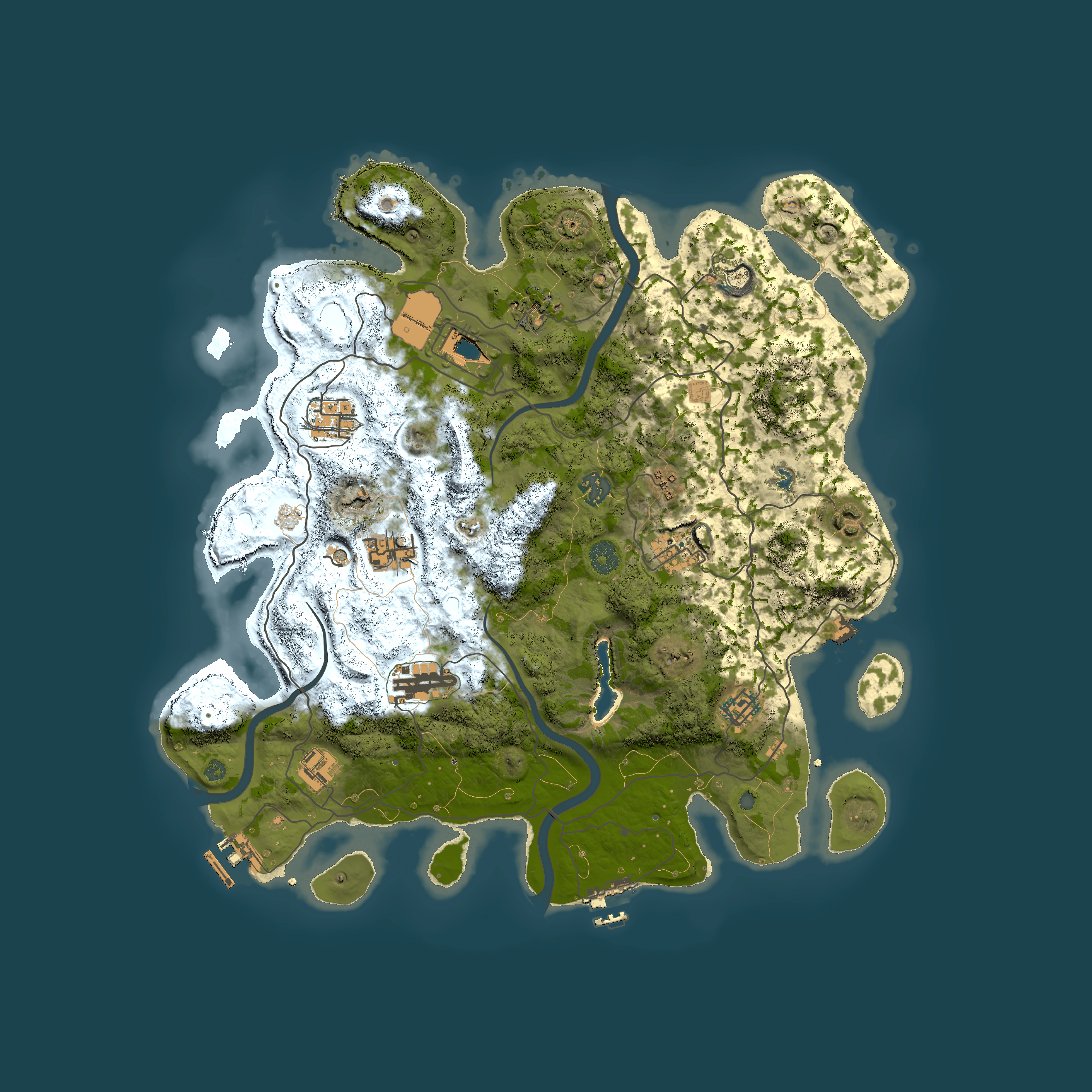 Full top-down render of Rust map seed 1393603417, 4000x4000m