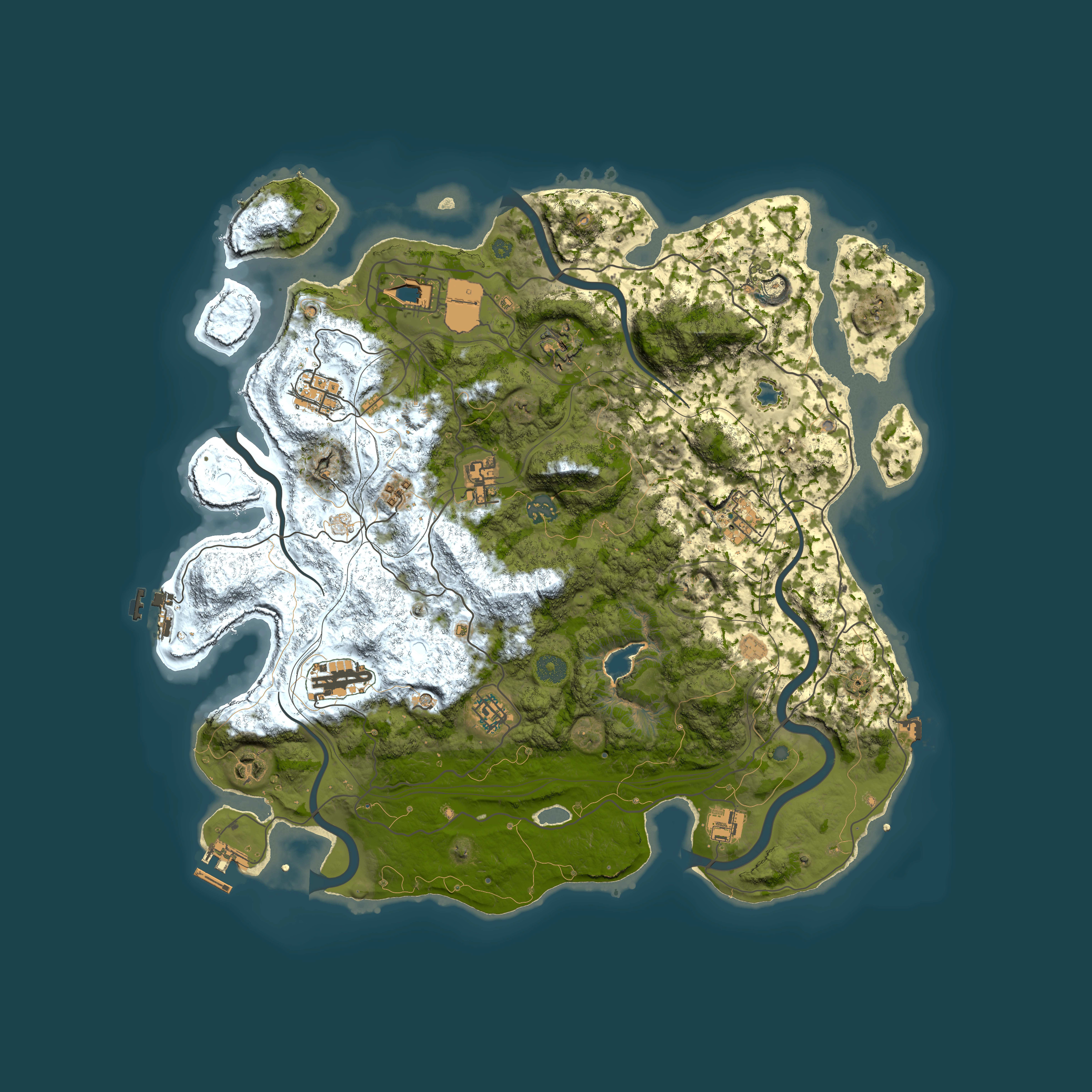 Full top-down render of Rust map seed 0, 4250x4250m