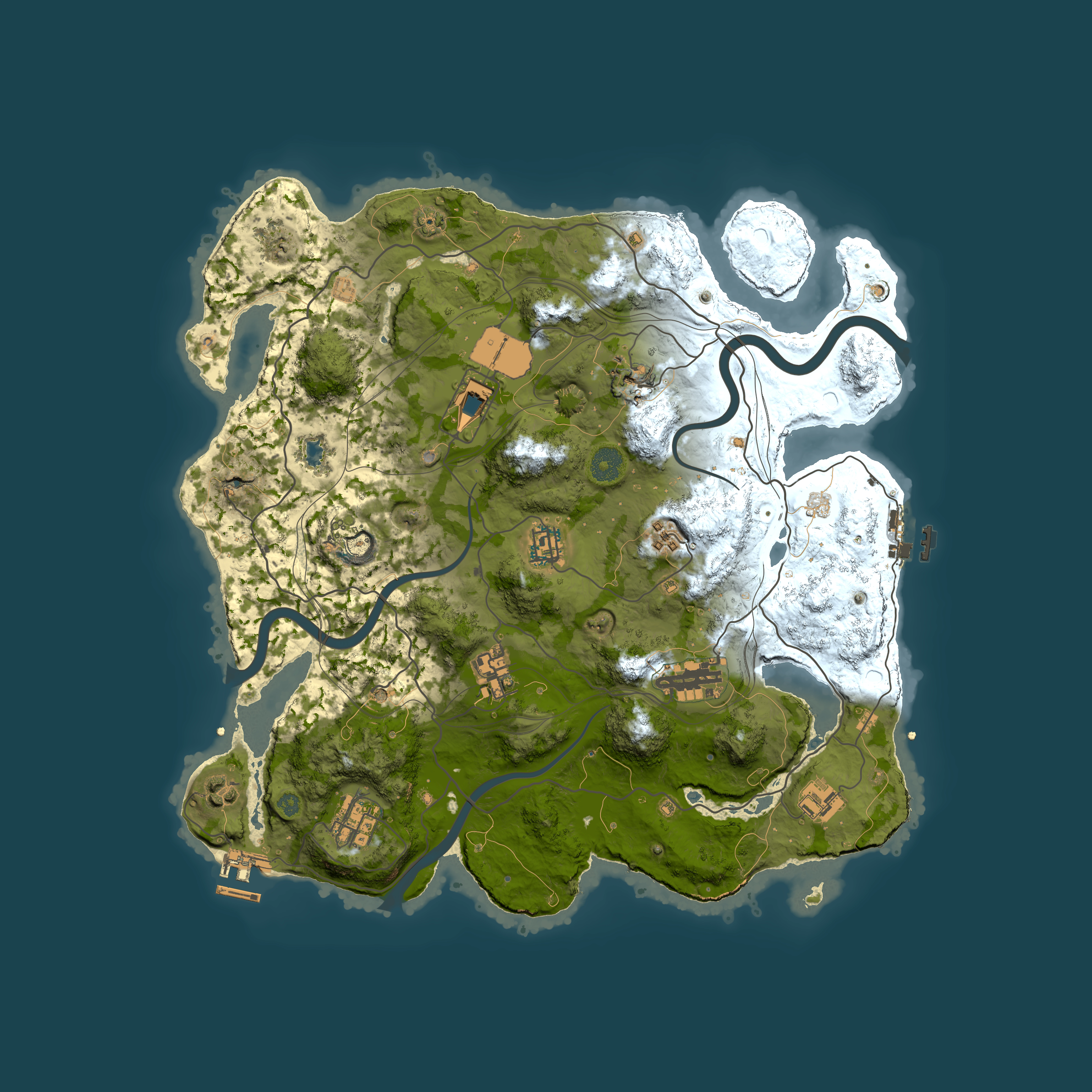 Full top-down render of Rust map seed 1337, 3800x3800m