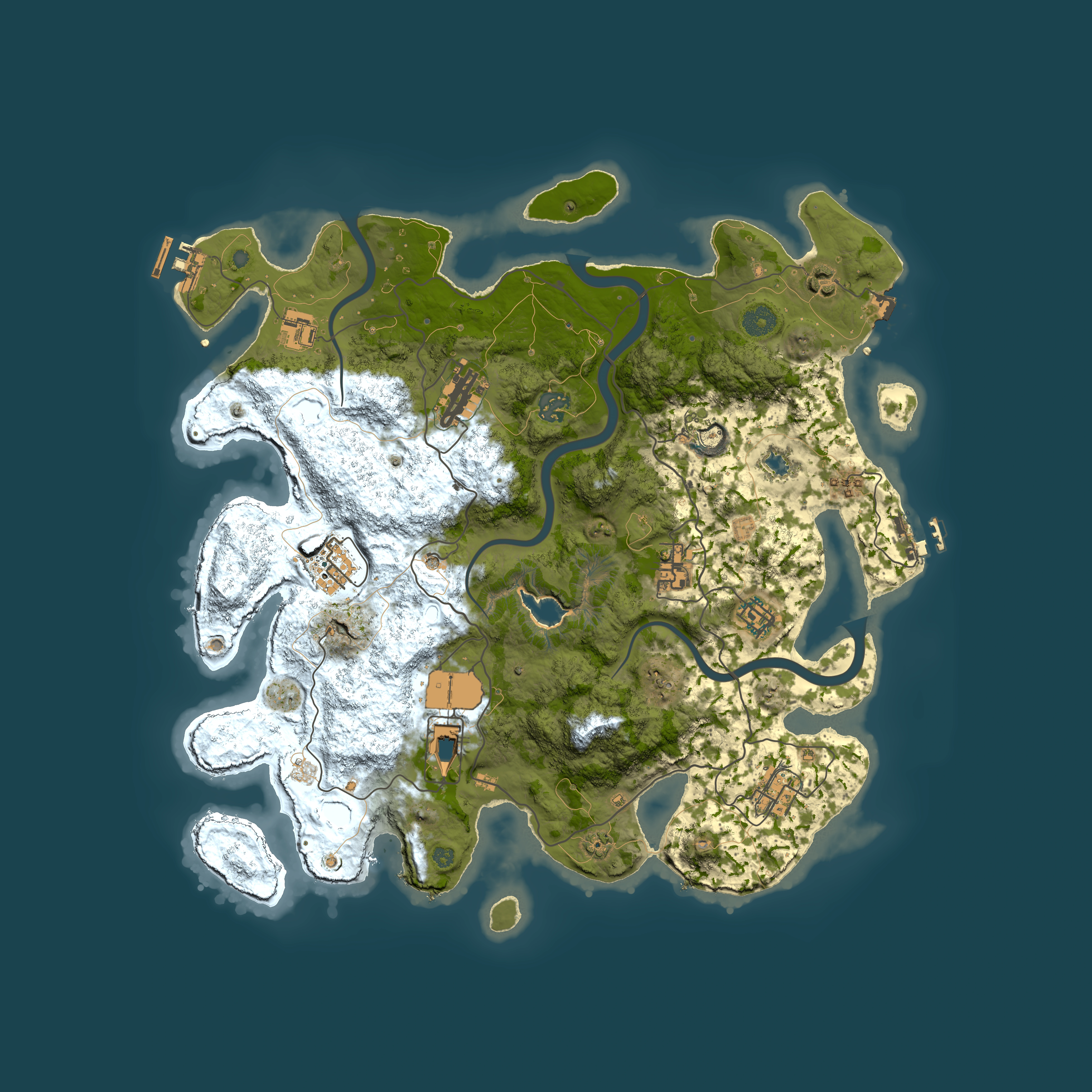Full top-down render of Rust map seed 86937342, 4000x4000m