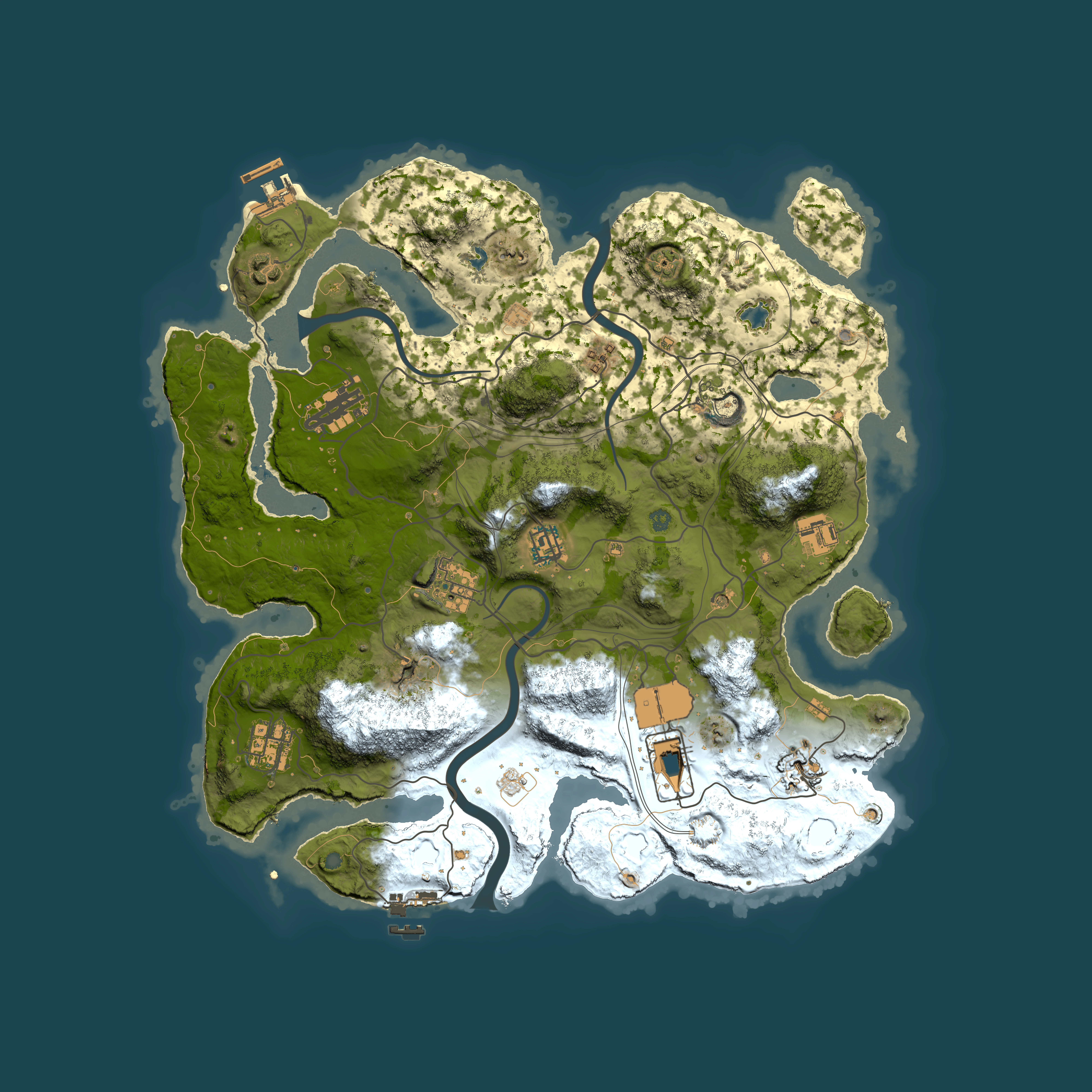 Full top-down render of Rust map seed 1337, 3800x3800m
