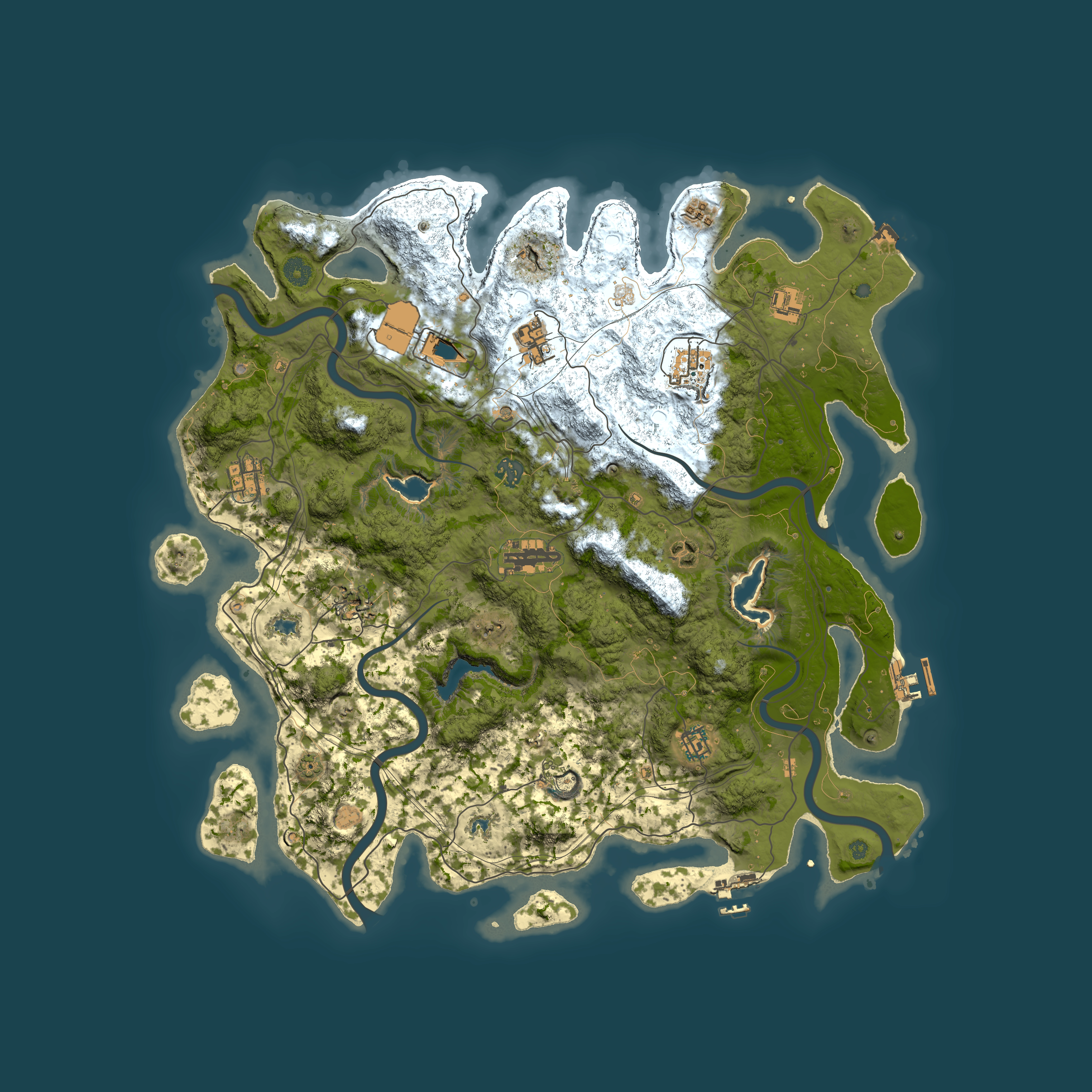 Full top-down render of Rust map seed 220616247, 4500x4500m