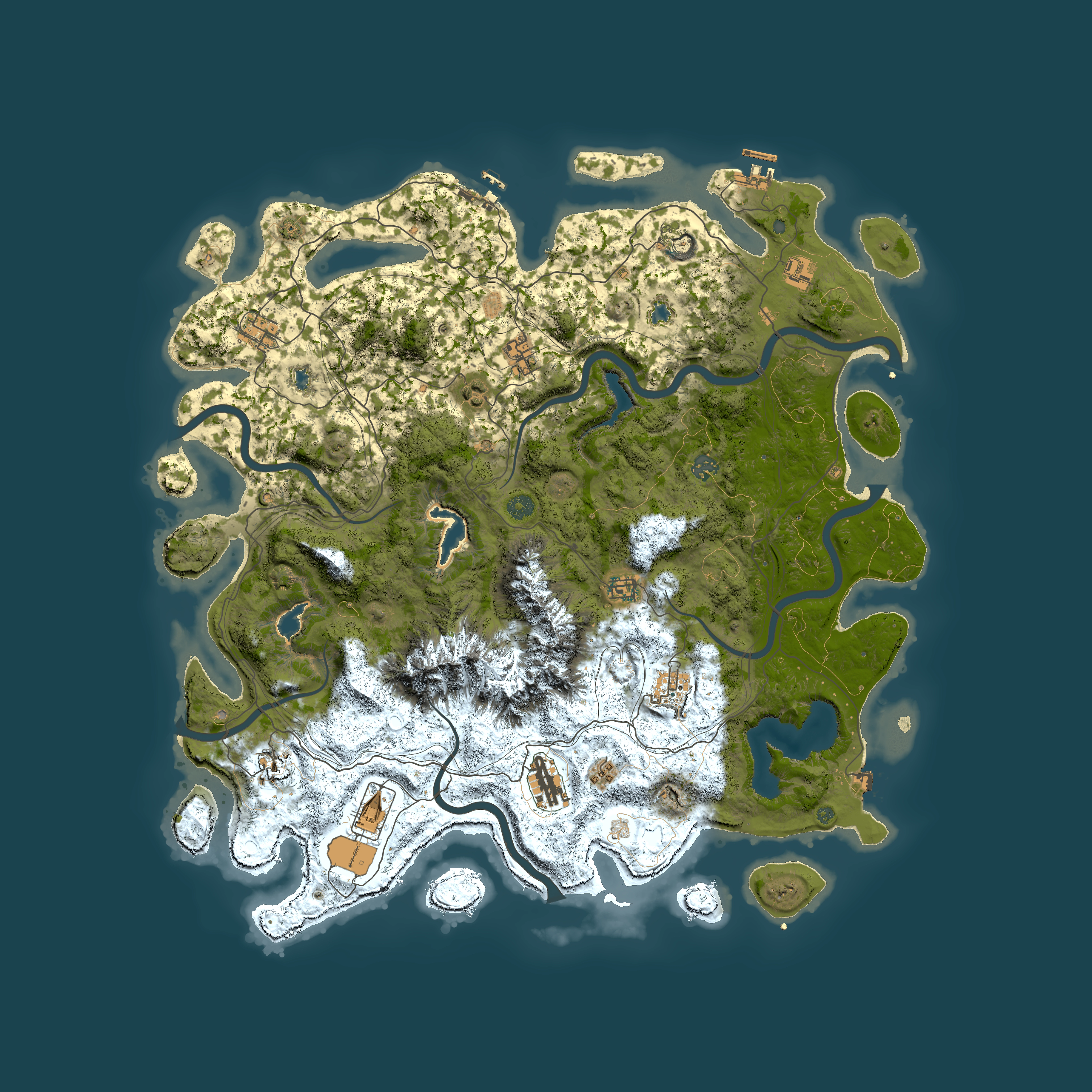 Full top-down render of Rust map seed 326709703, 5000x5000m