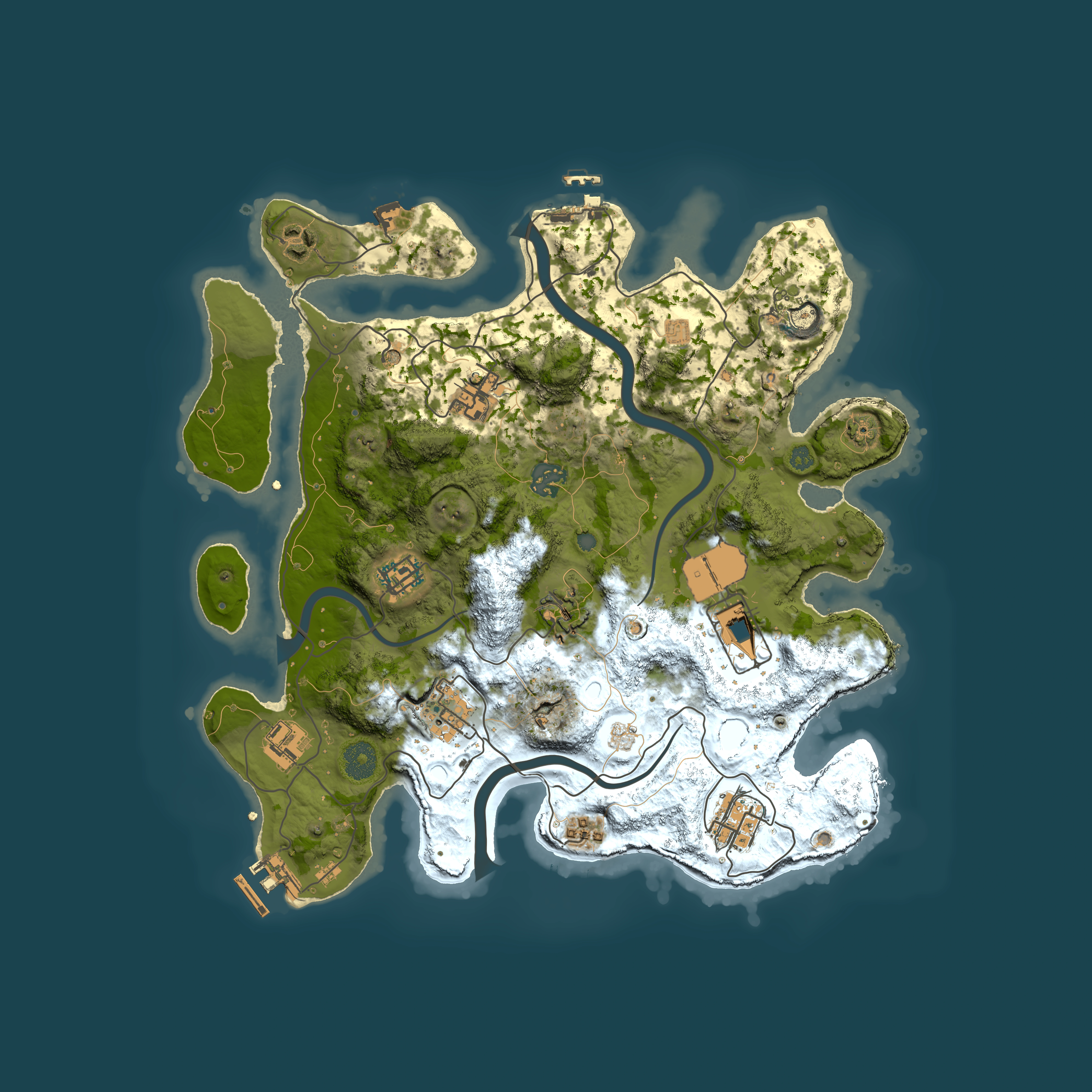 Full top-down render of Rust map seed 1466202266, 3500x3500m