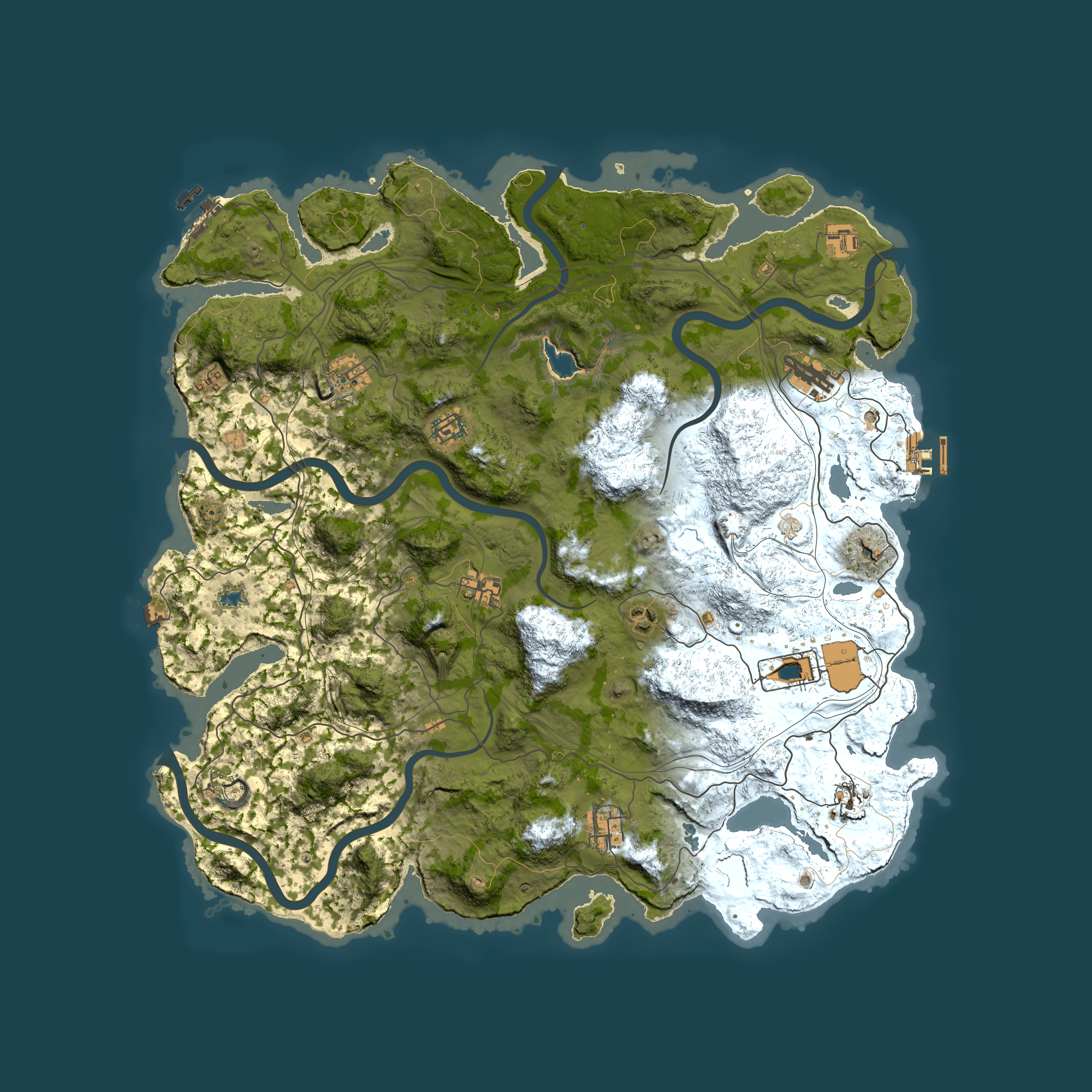 Full top-down render of Rust map seed 1337, 4500x4500m