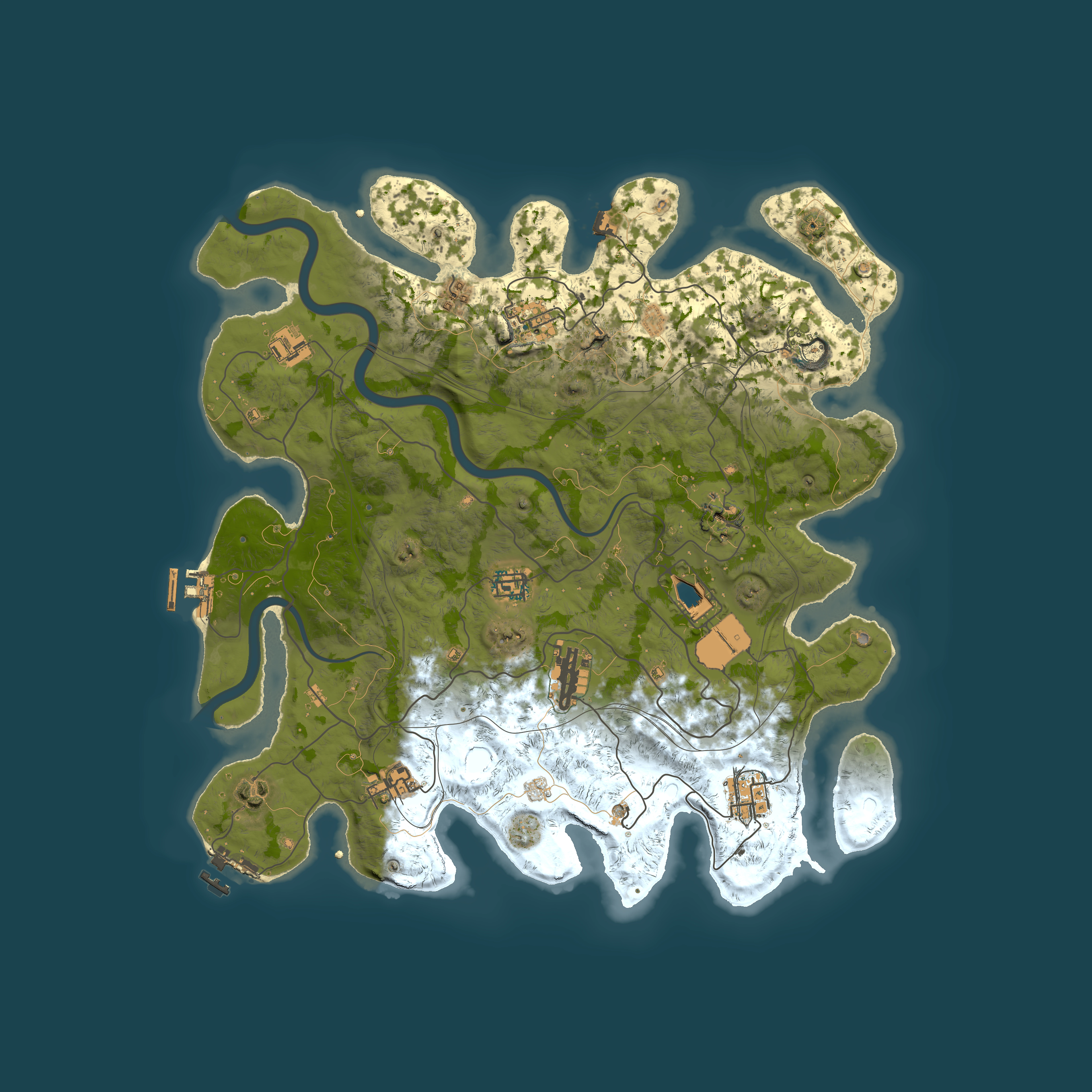 Full top-down render of Rust map seed 1337, 4000x4000m