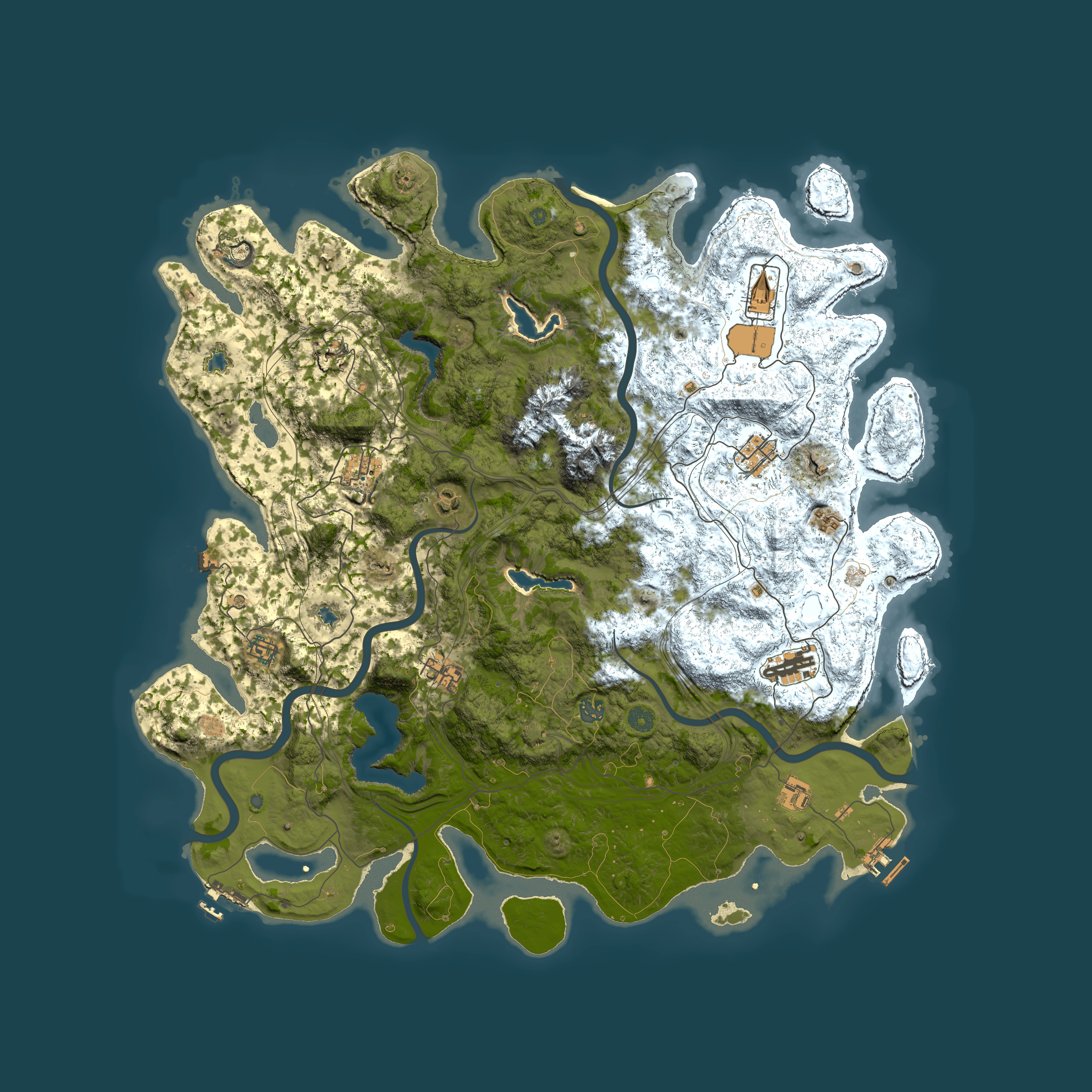 Full top-down render of Rust map seed 1707018108, 5000x5000m