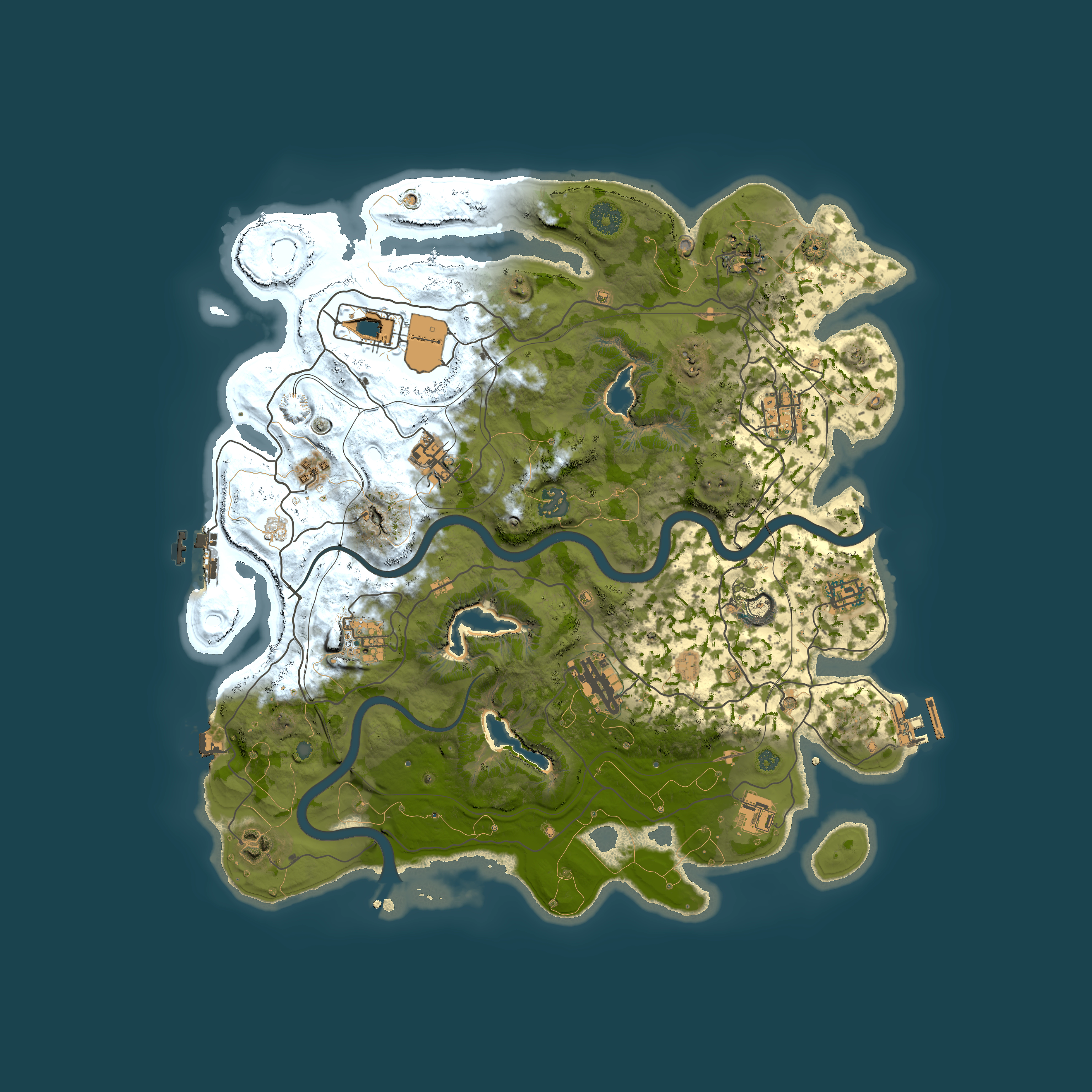 Full top-down render of Rust map seed 1337, 4000x4000m