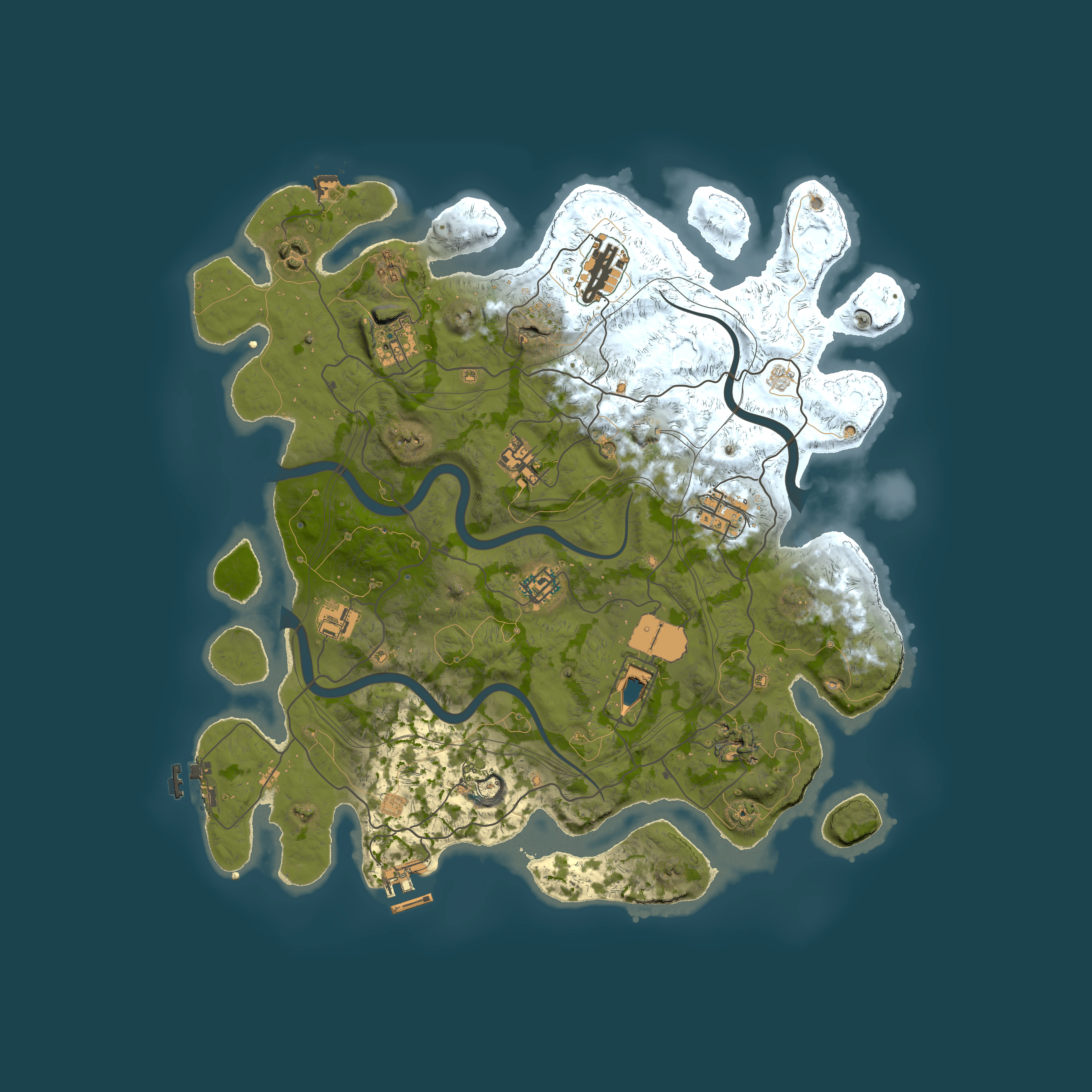 Full top-down render of Rust map seed 1112022, 4000x4000m