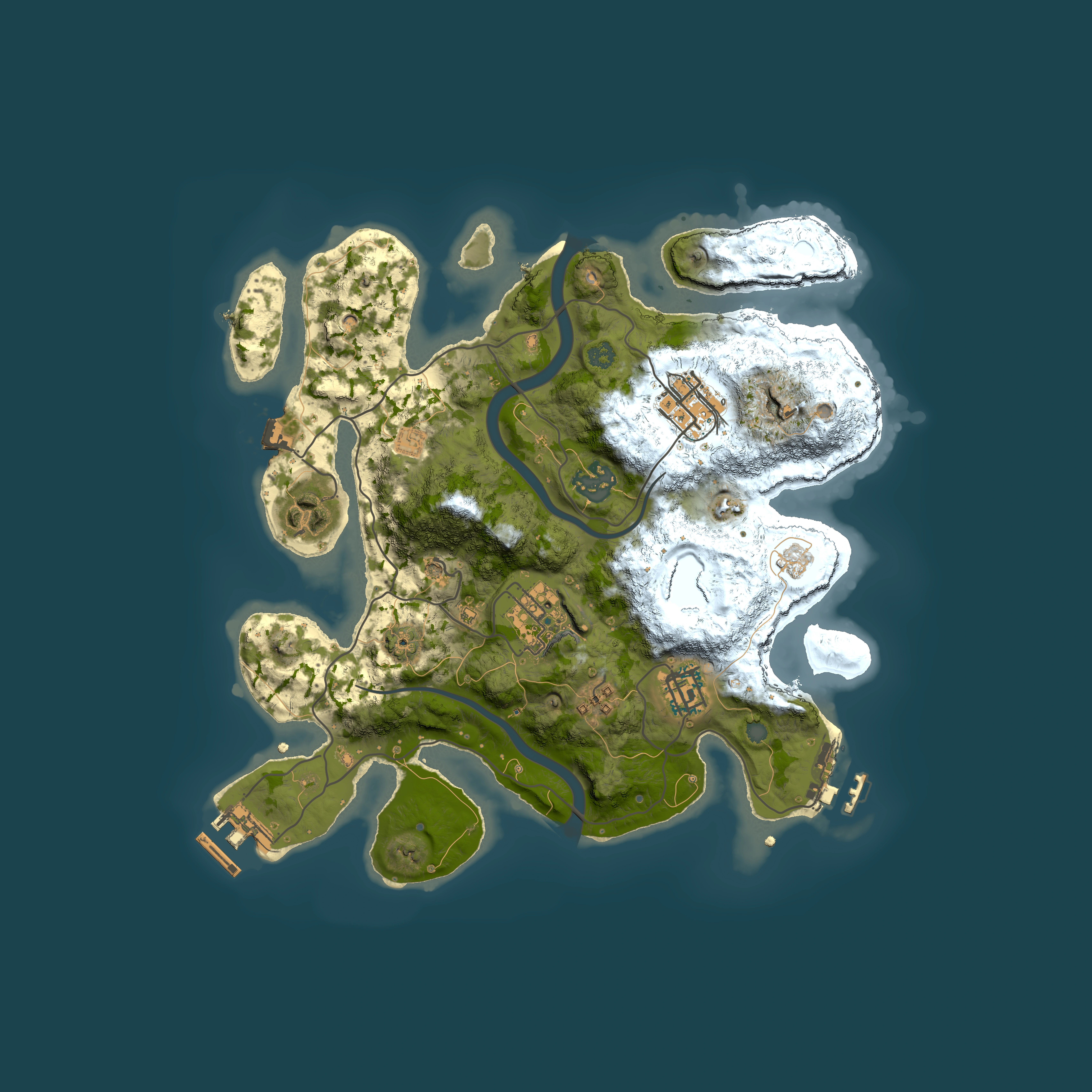 Full top-down render of Rust map seed 1622159146, 3000x3000m
