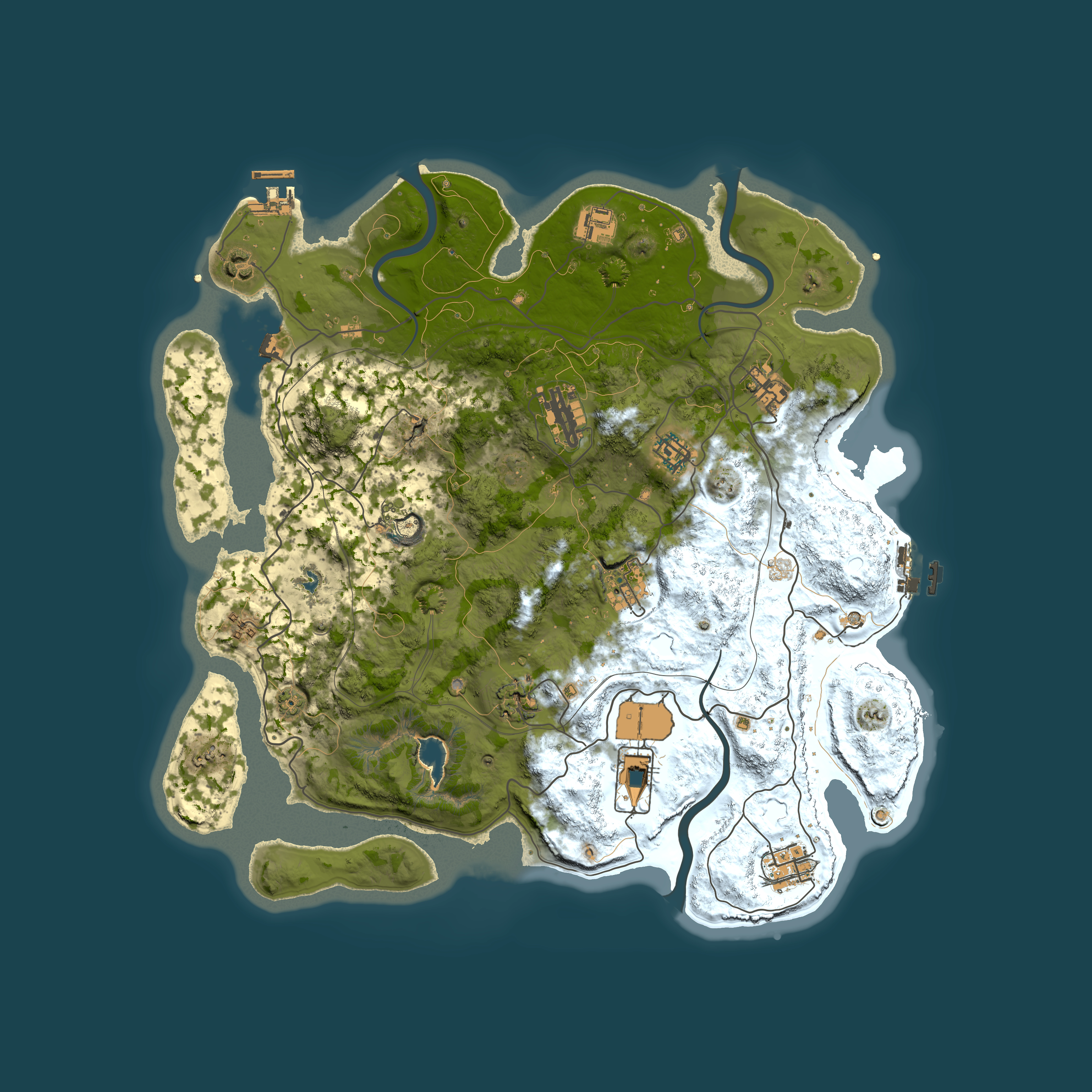 Full top-down render of Rust map seed 1337, 4000x4000m