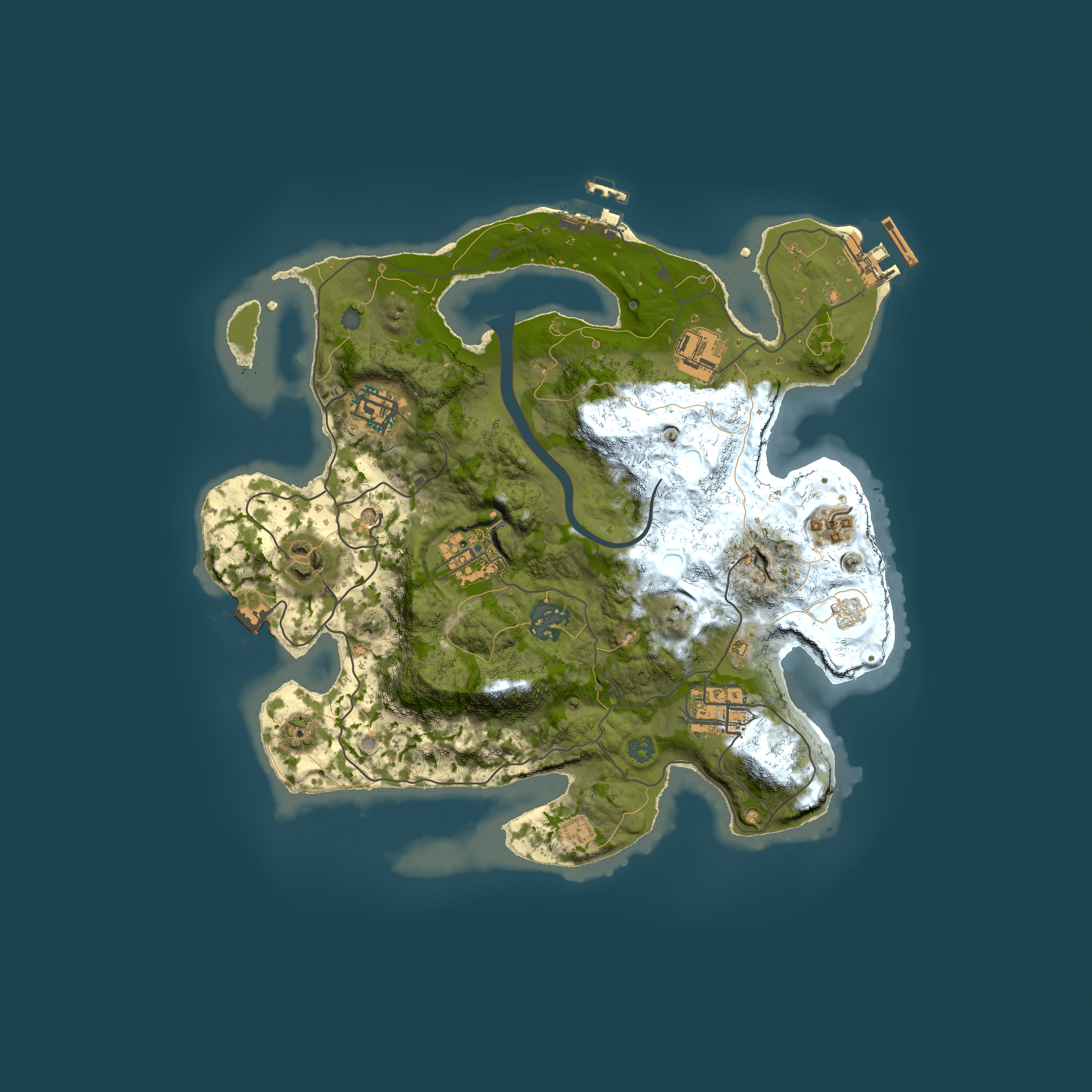 Full top-down render of Rust map seed 898637740, 3000x3000m