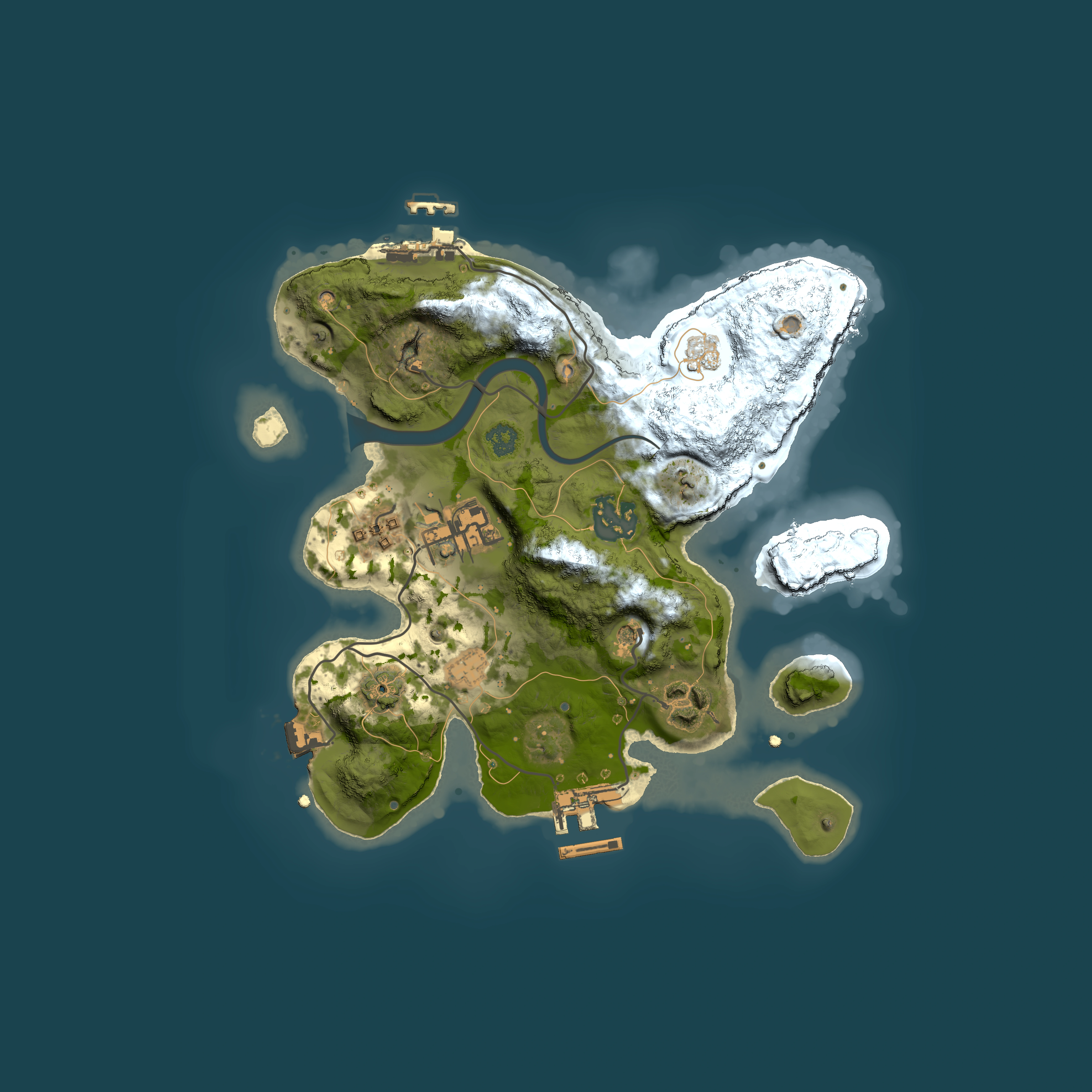 Full top-down render of Rust map seed 988985850, 2500x2500m