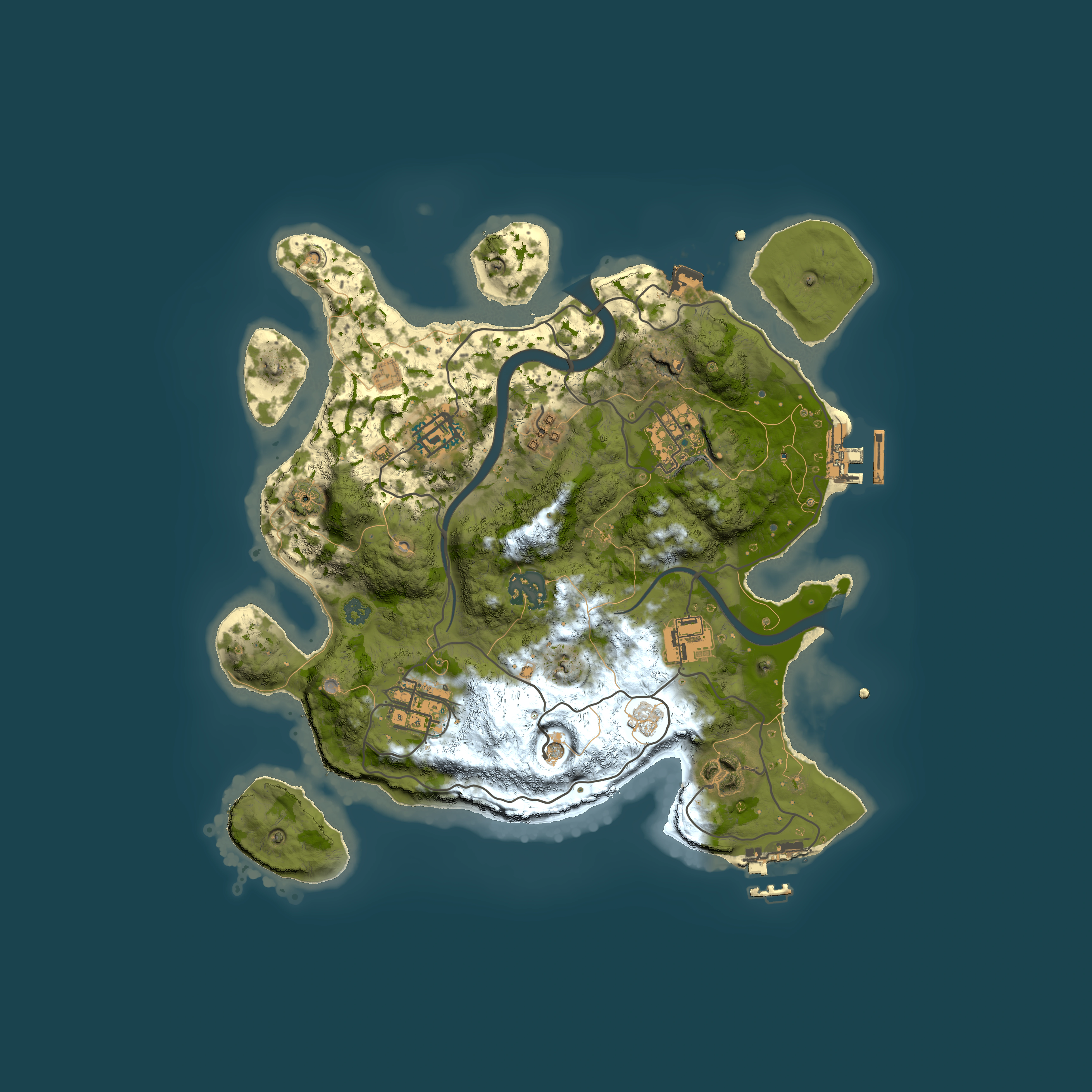 Full top-down render of Rust map seed 90460316, 3000x3000m