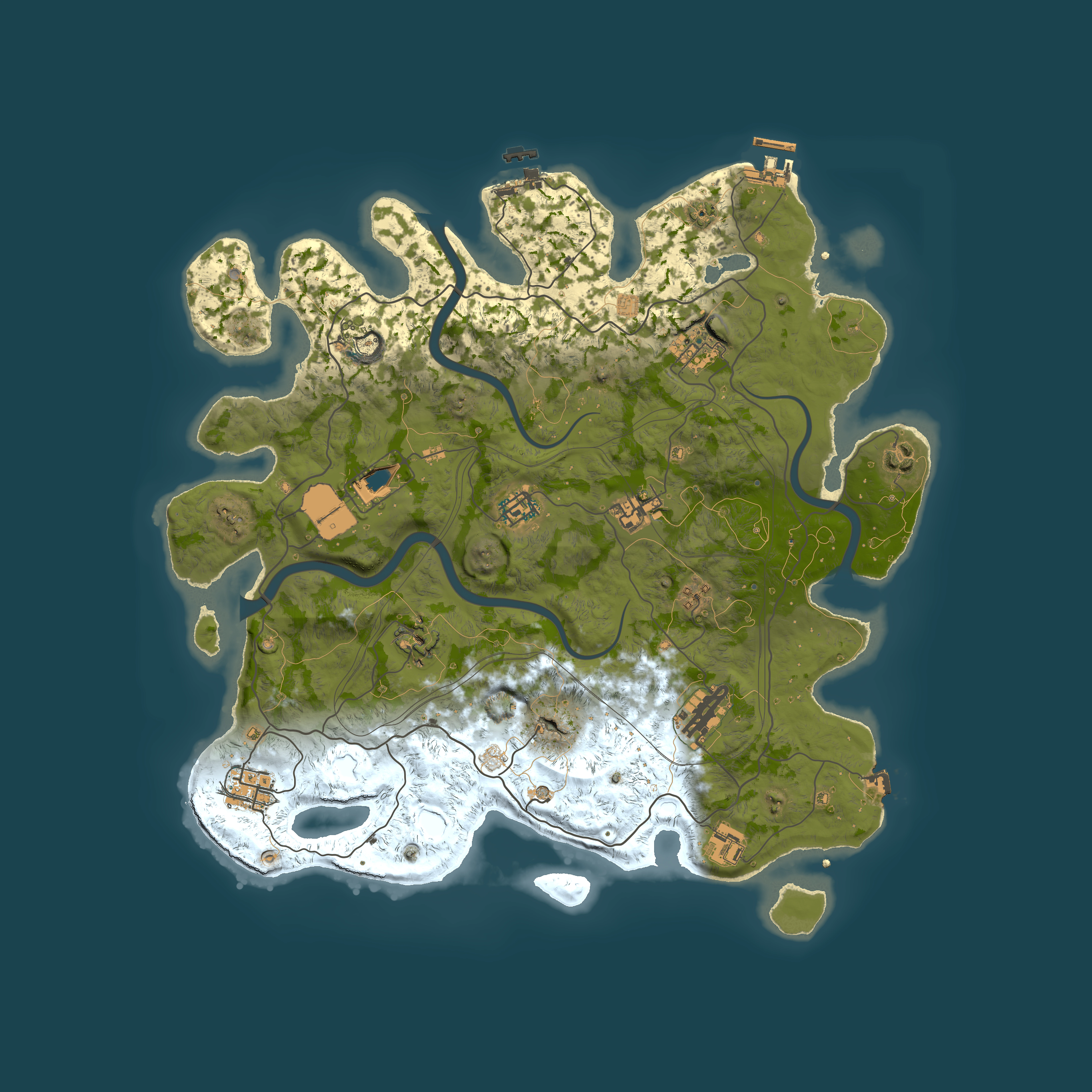 Full top-down render of Rust map seed 1337, 4000x4000m