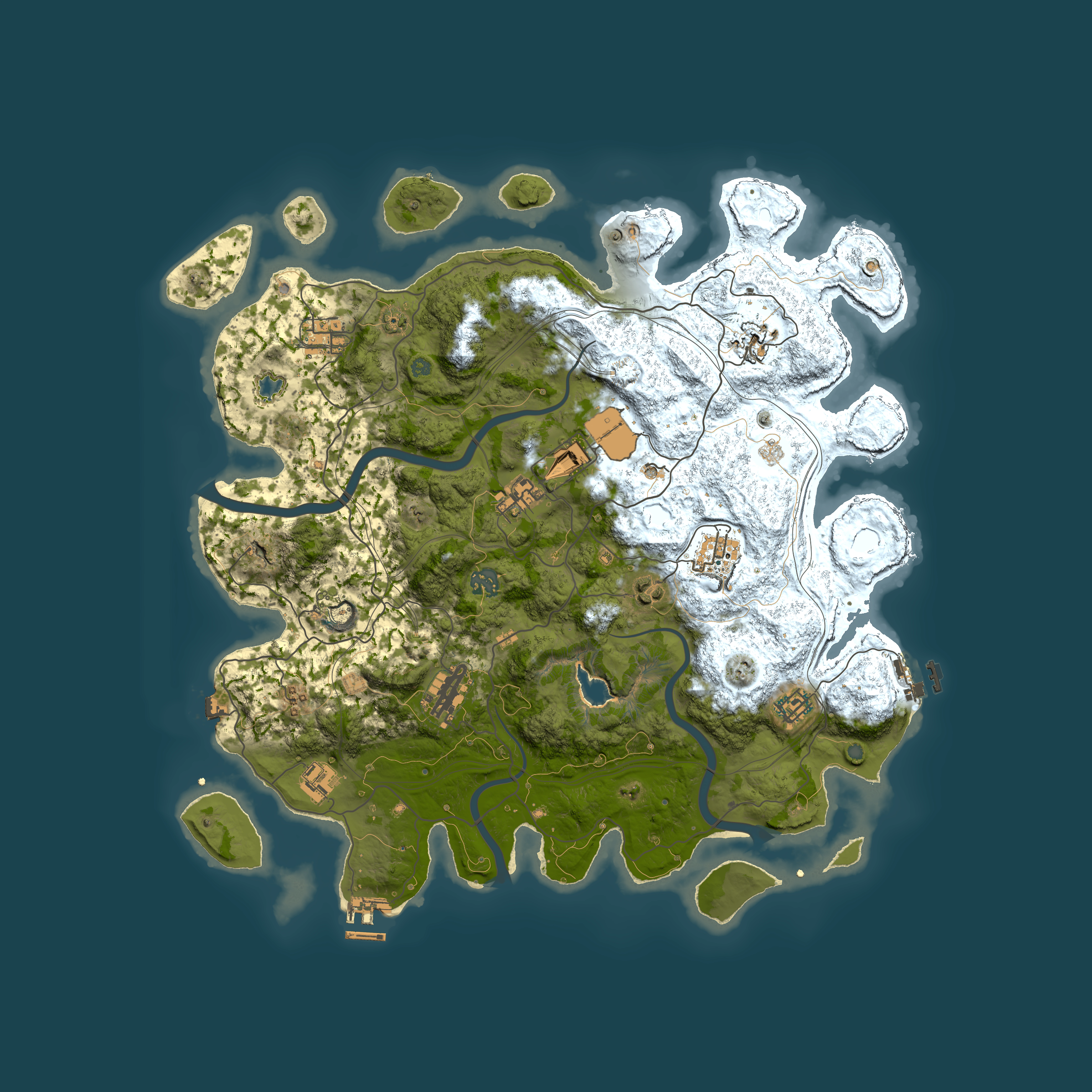 Full top-down render of Rust map seed 0, 4250x4250m