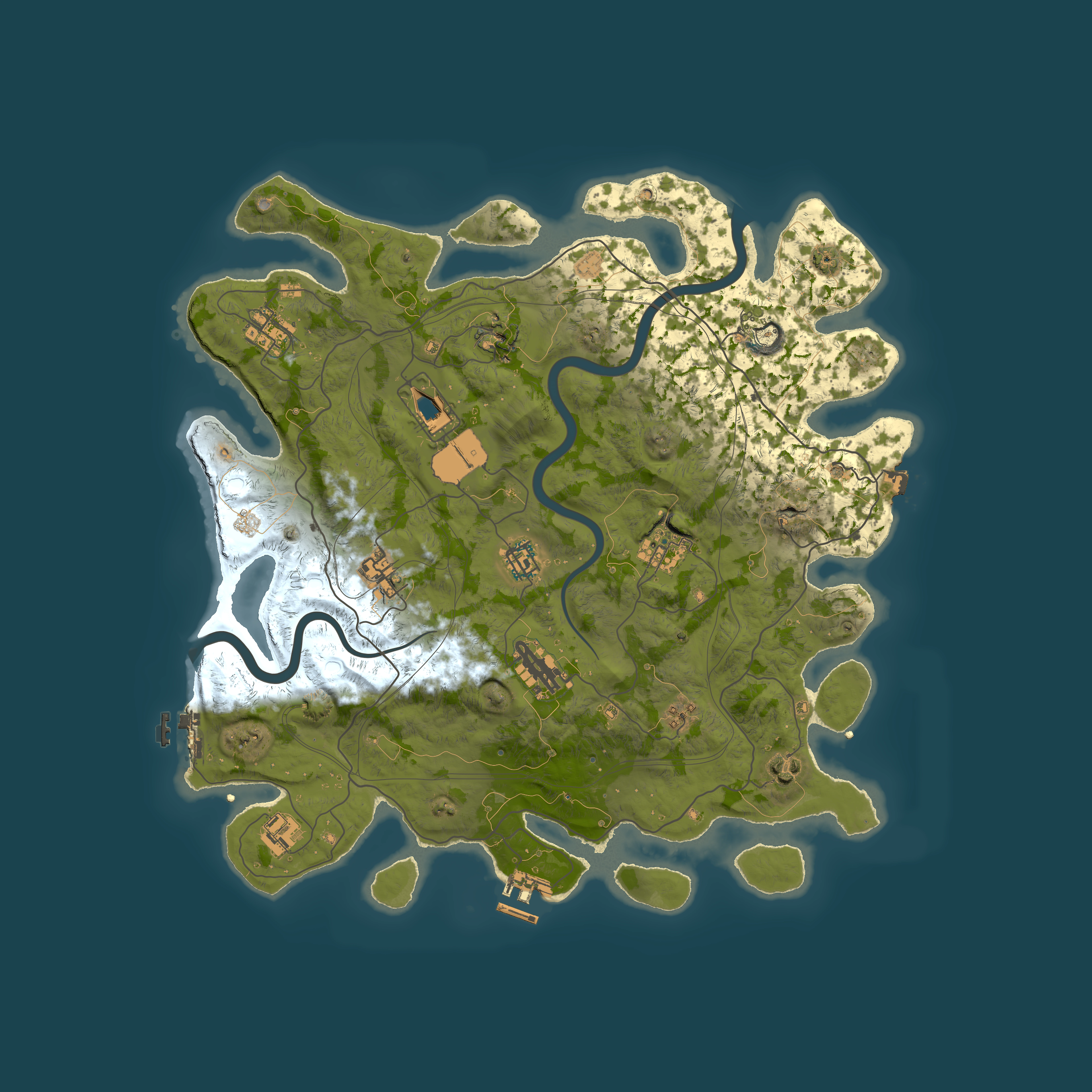 Full top-down render of Rust map seed 1112022, 4000x4000m