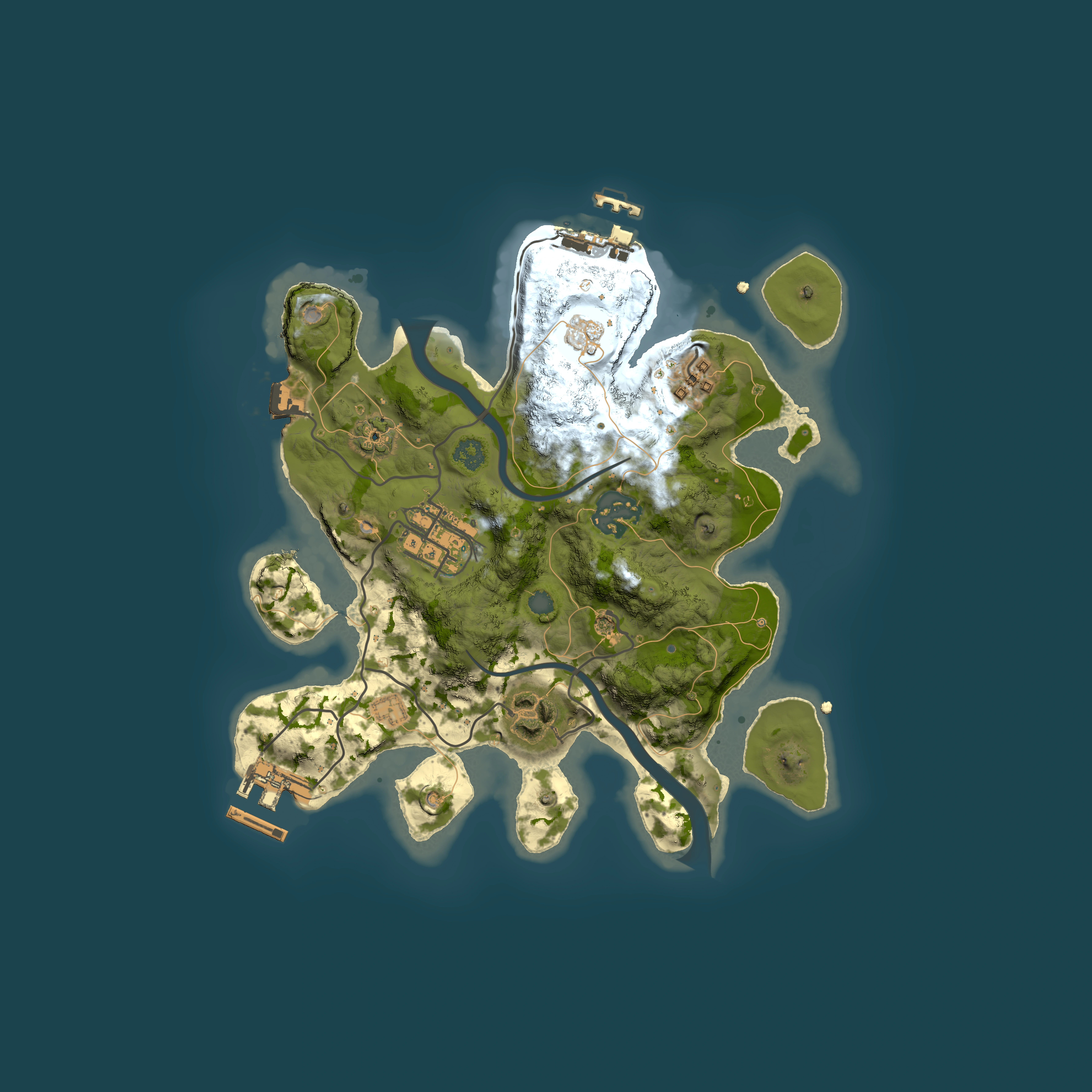 Full top-down render of Rust map seed 2085824202, 2500x2500m