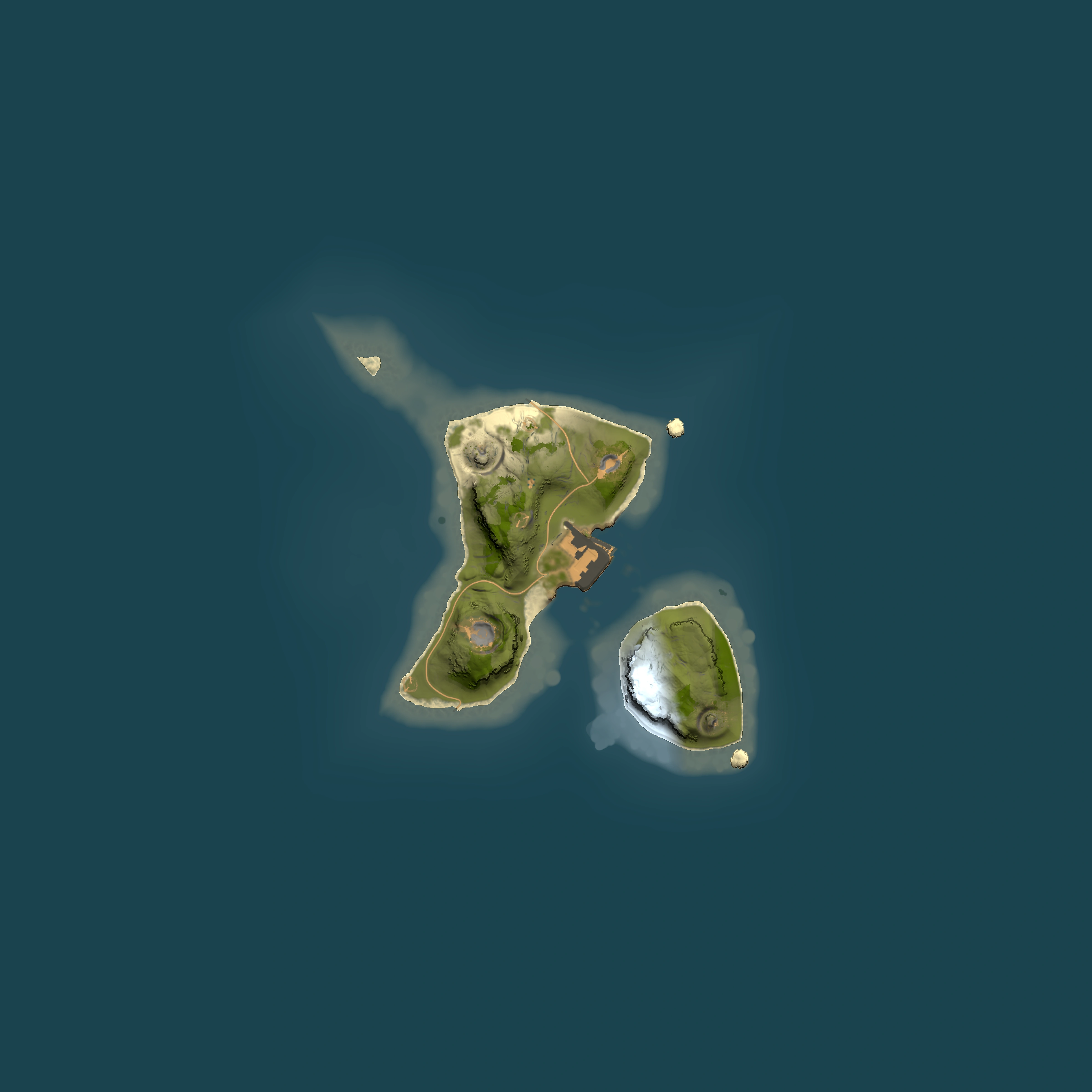 Full top-down render of Rust map seed 207099971, 1500x1500m