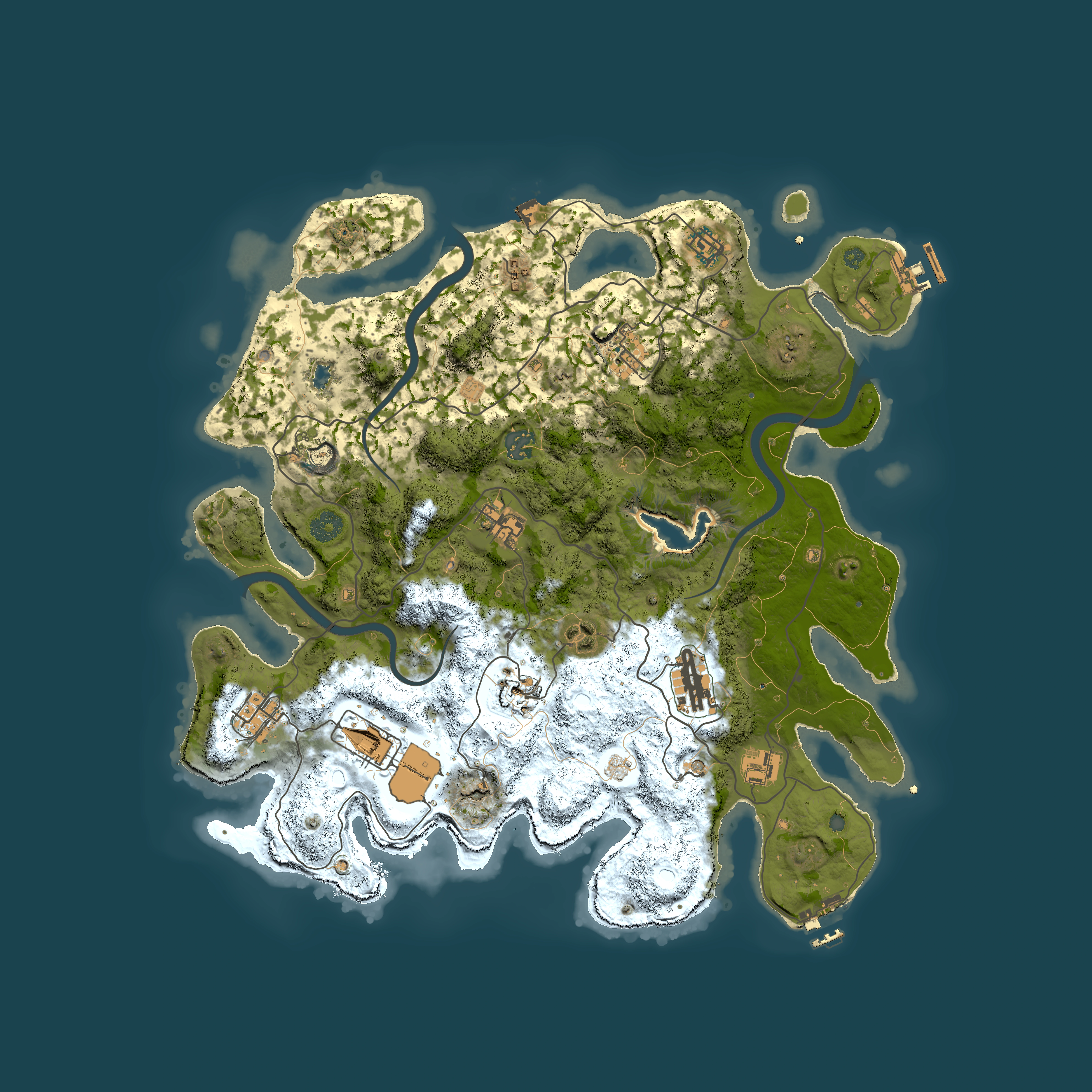 Full top-down render of Rust map seed 801229752, 4000x4000m