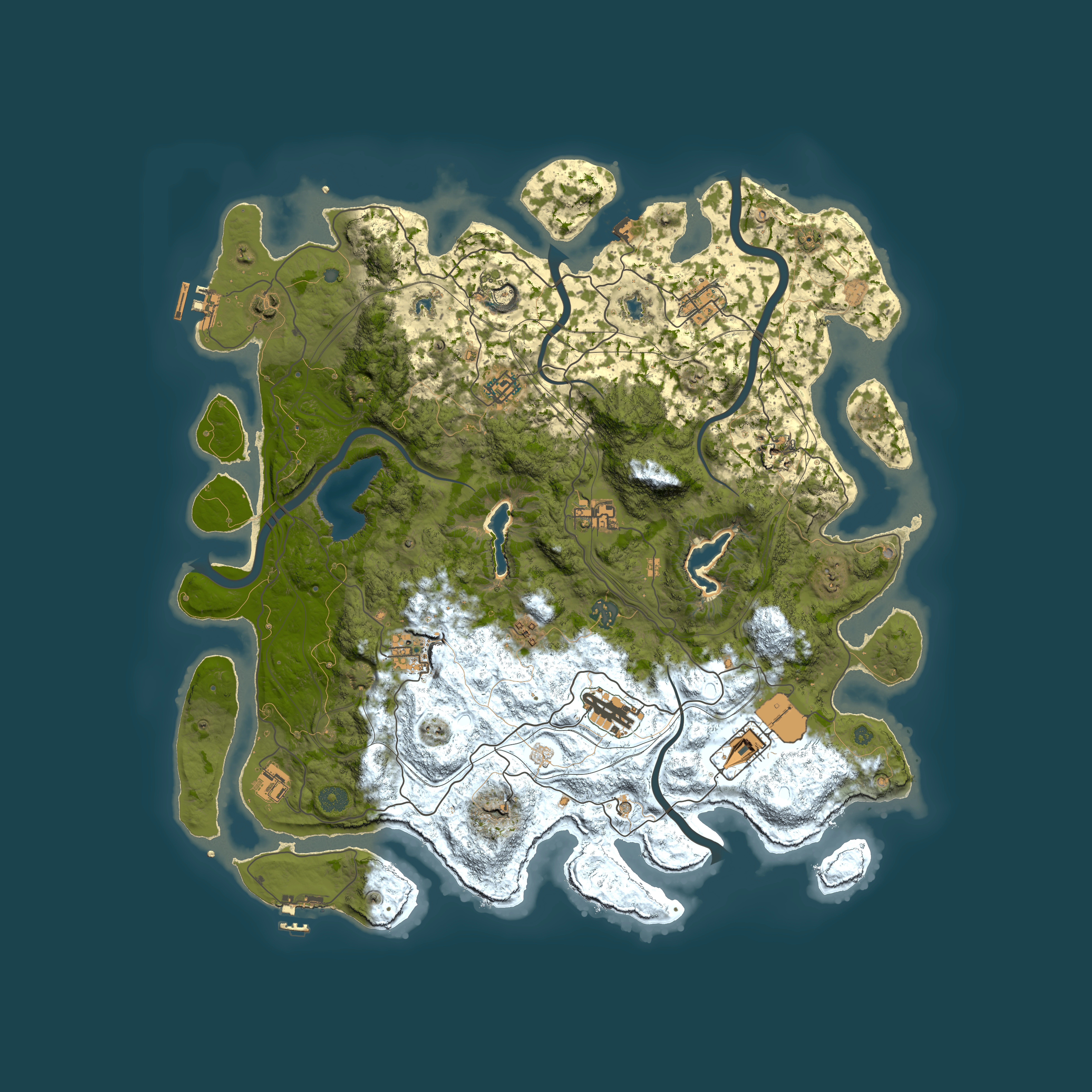 Full top-down render of Rust map seed 291709943, 4500x4500m
