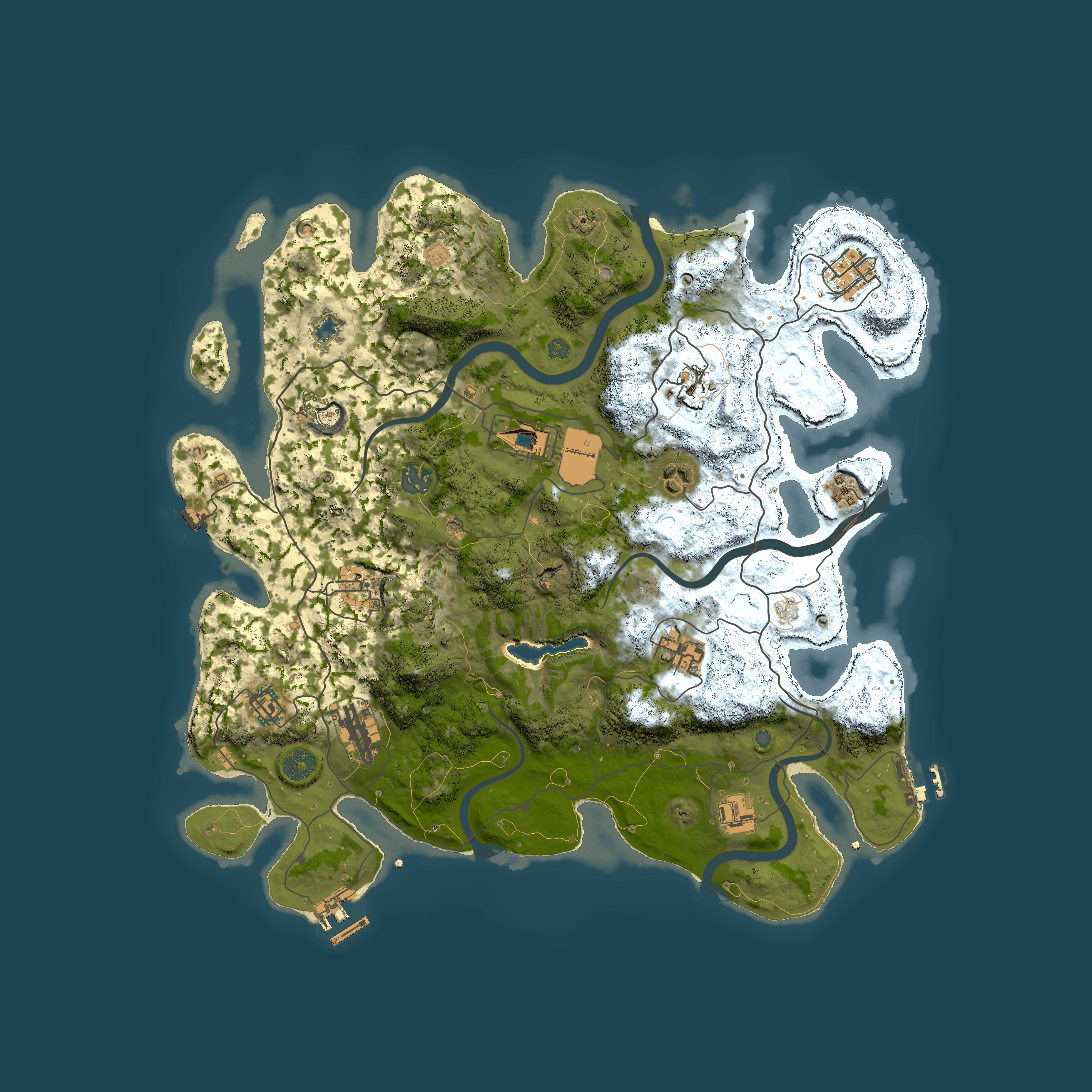 Full top-down render of Rust map seed 1567237136, 4000x4000m