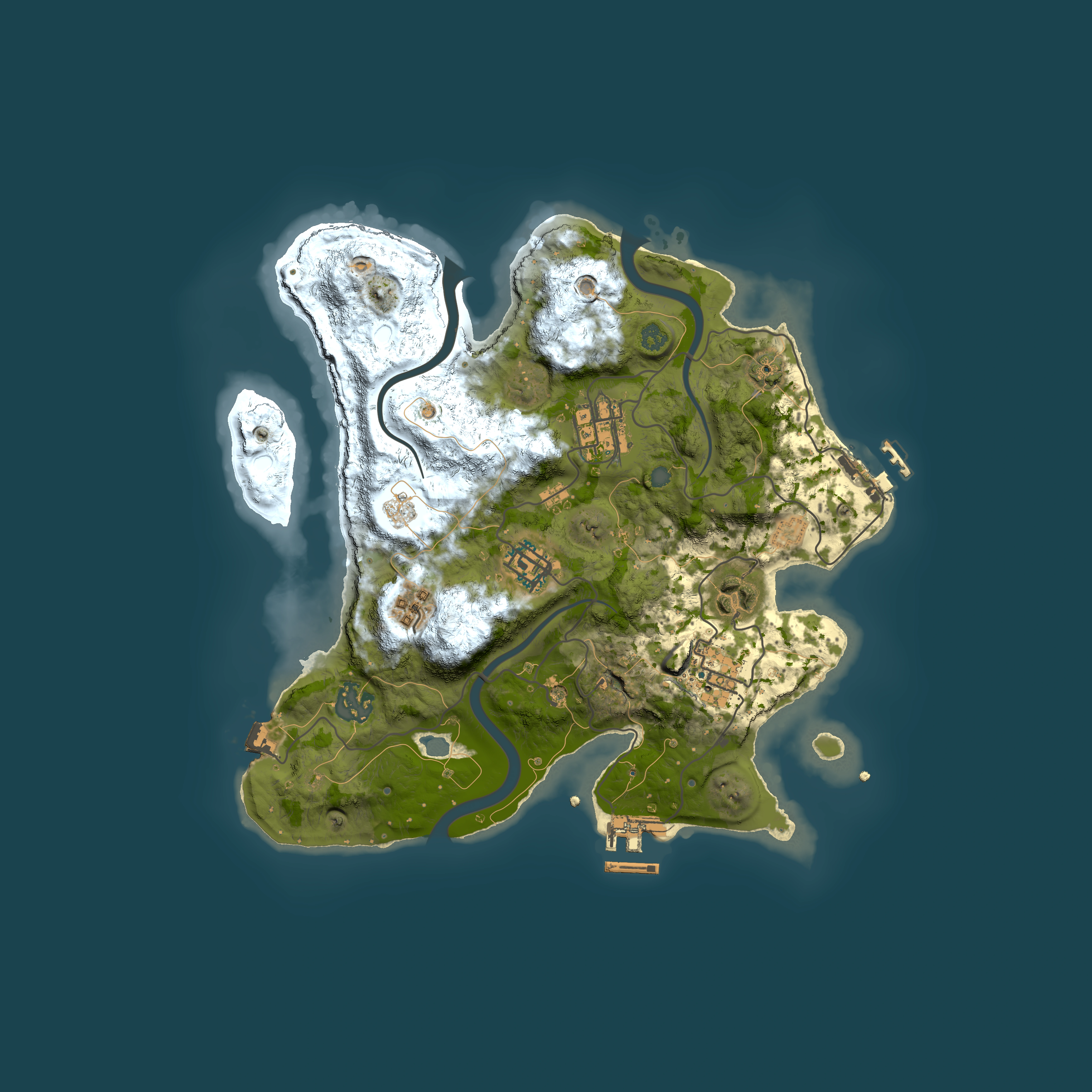 Full top-down render of Rust map seed 1664569852, 3000x3000m