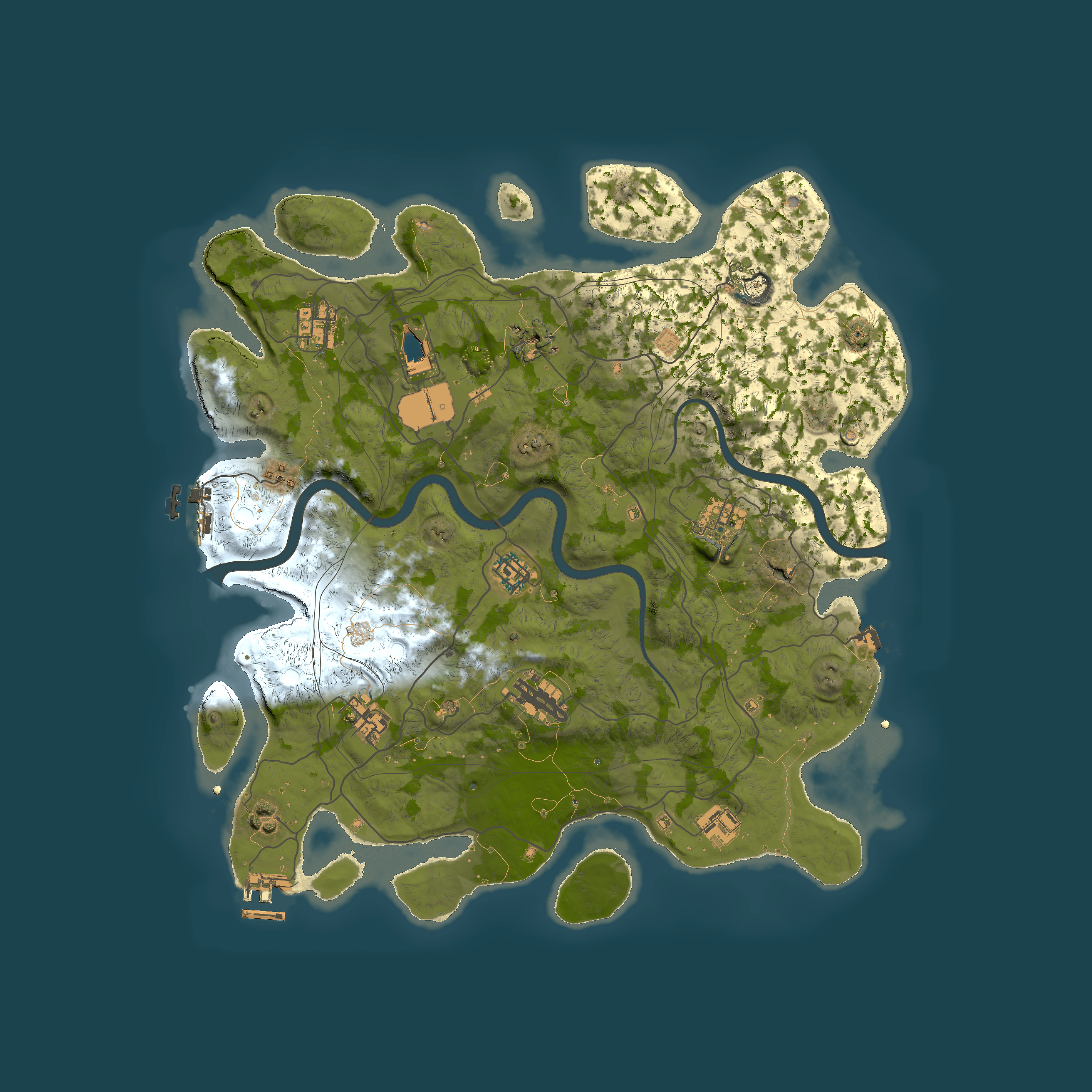 Full top-down render of Rust map seed 1337, 4000x4000m