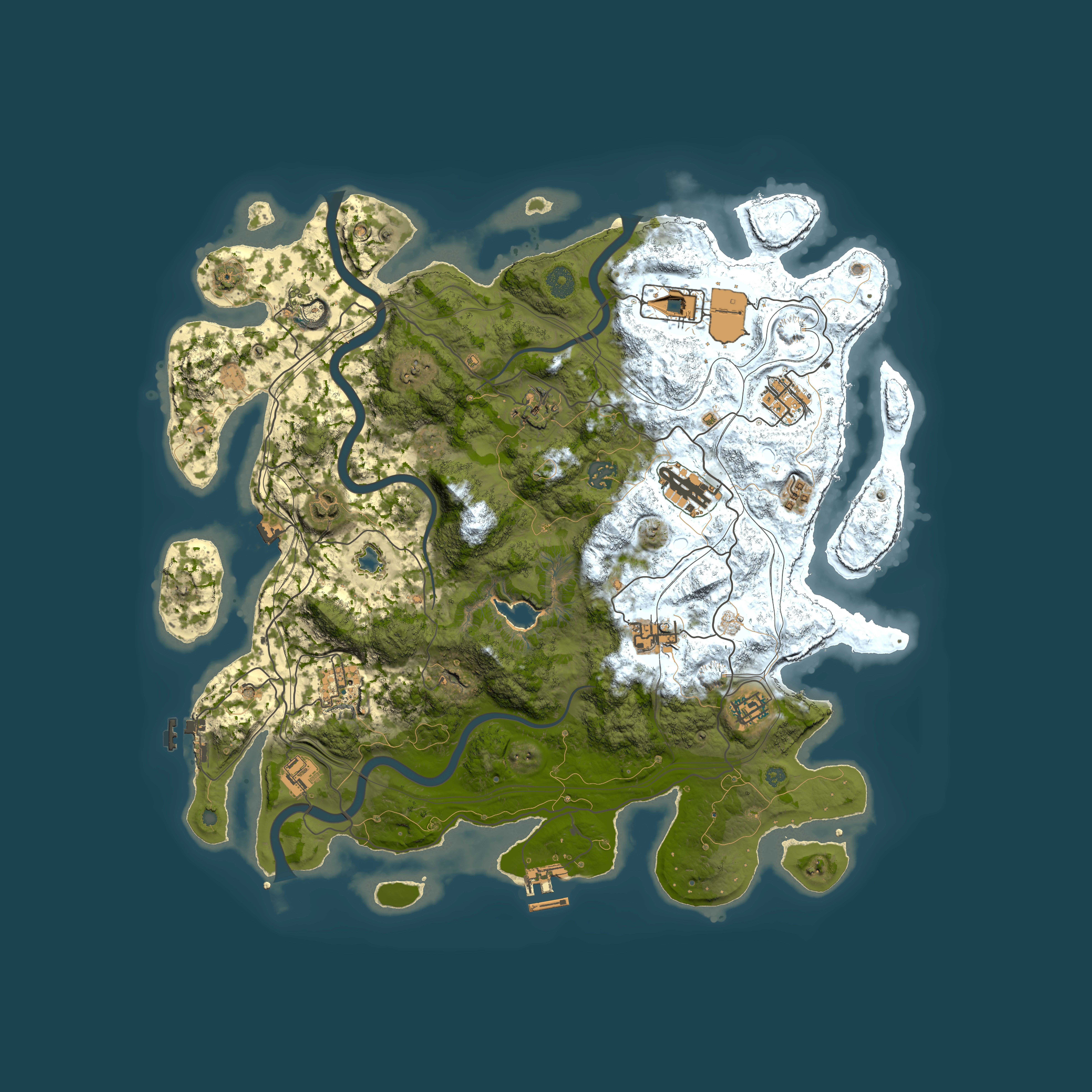 Full top-down render of Rust map seed 0, 4250x4250m
