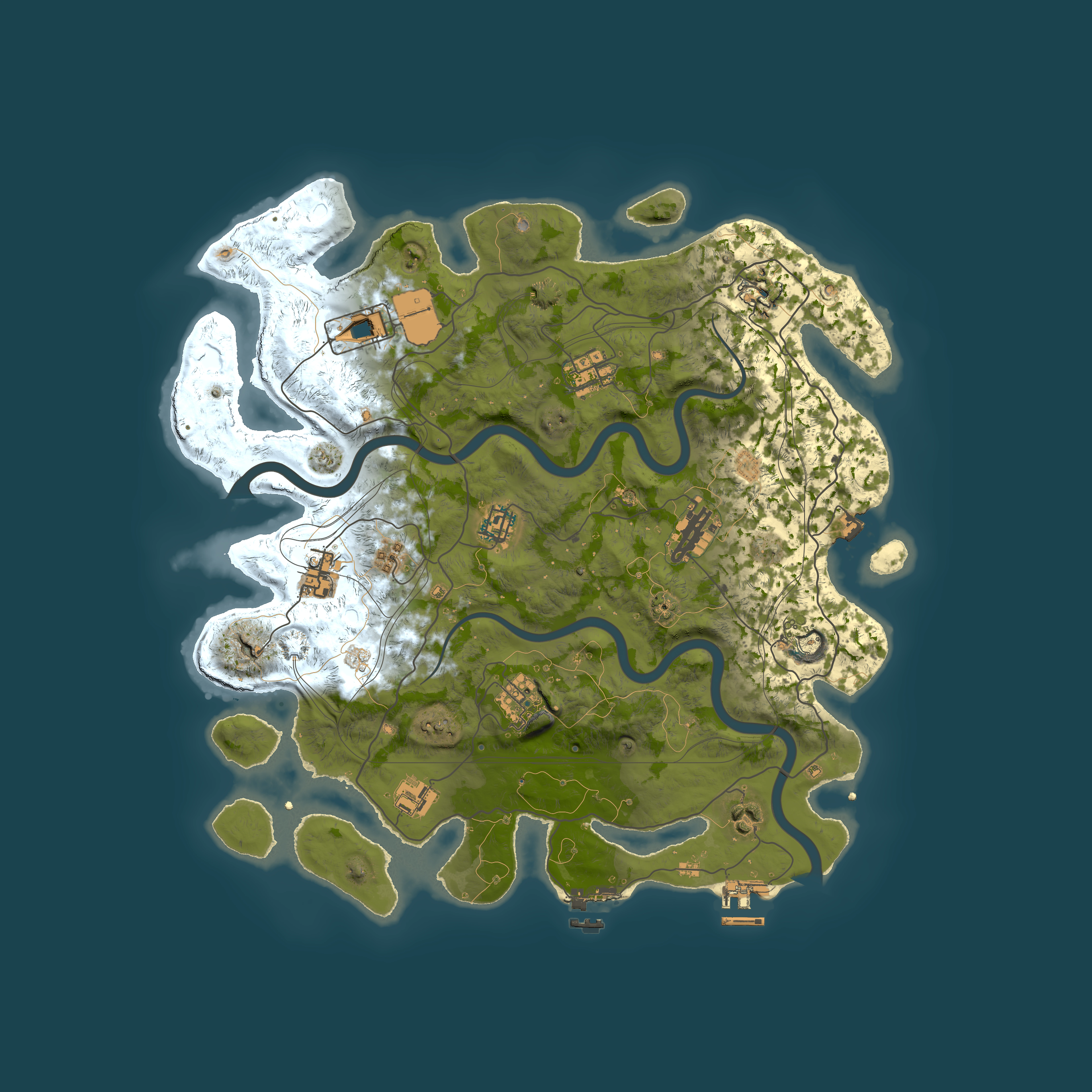 Full top-down render of Rust map seed 1337, 4000x4000m