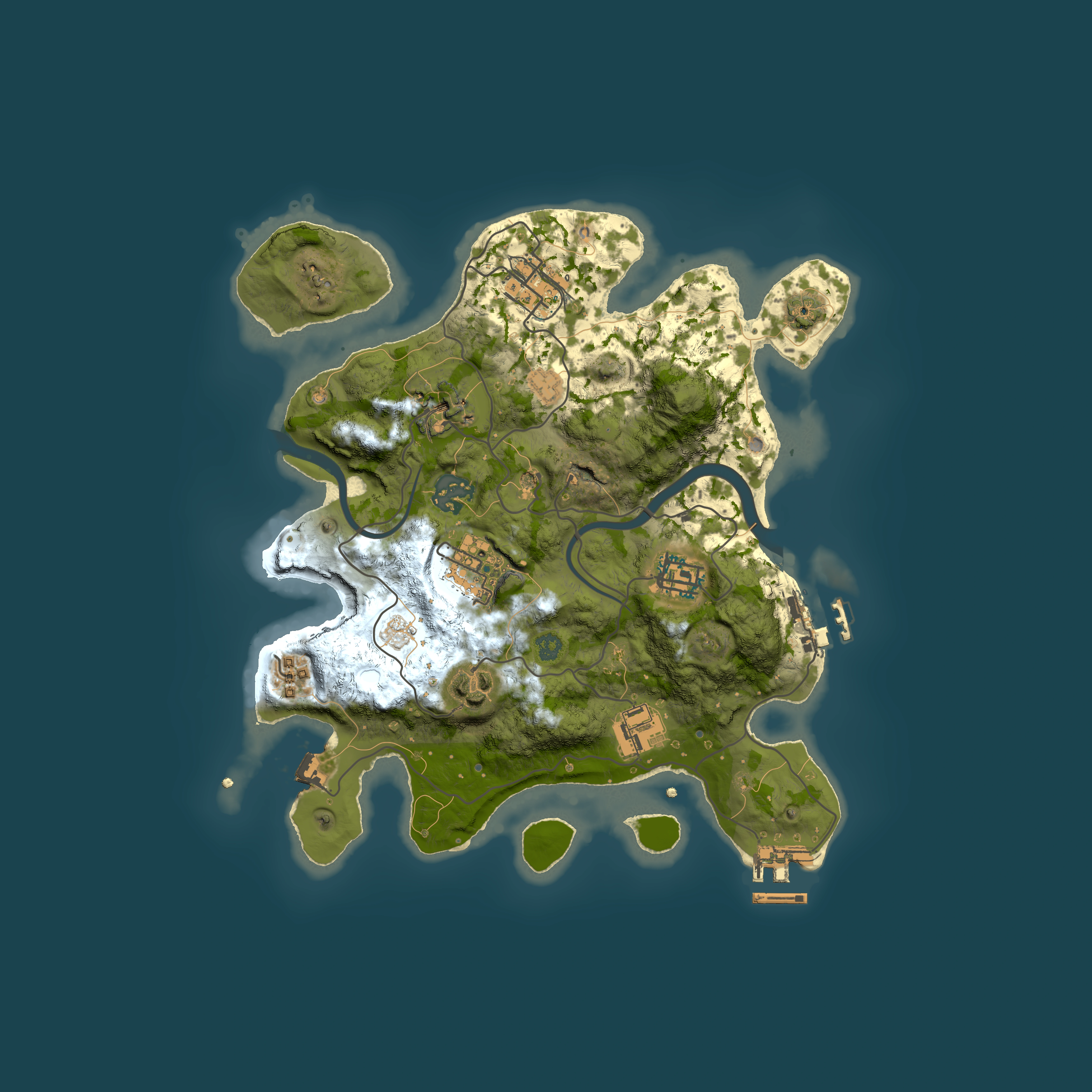 Full top-down render of Rust map seed 1616910502, 3000x3000m