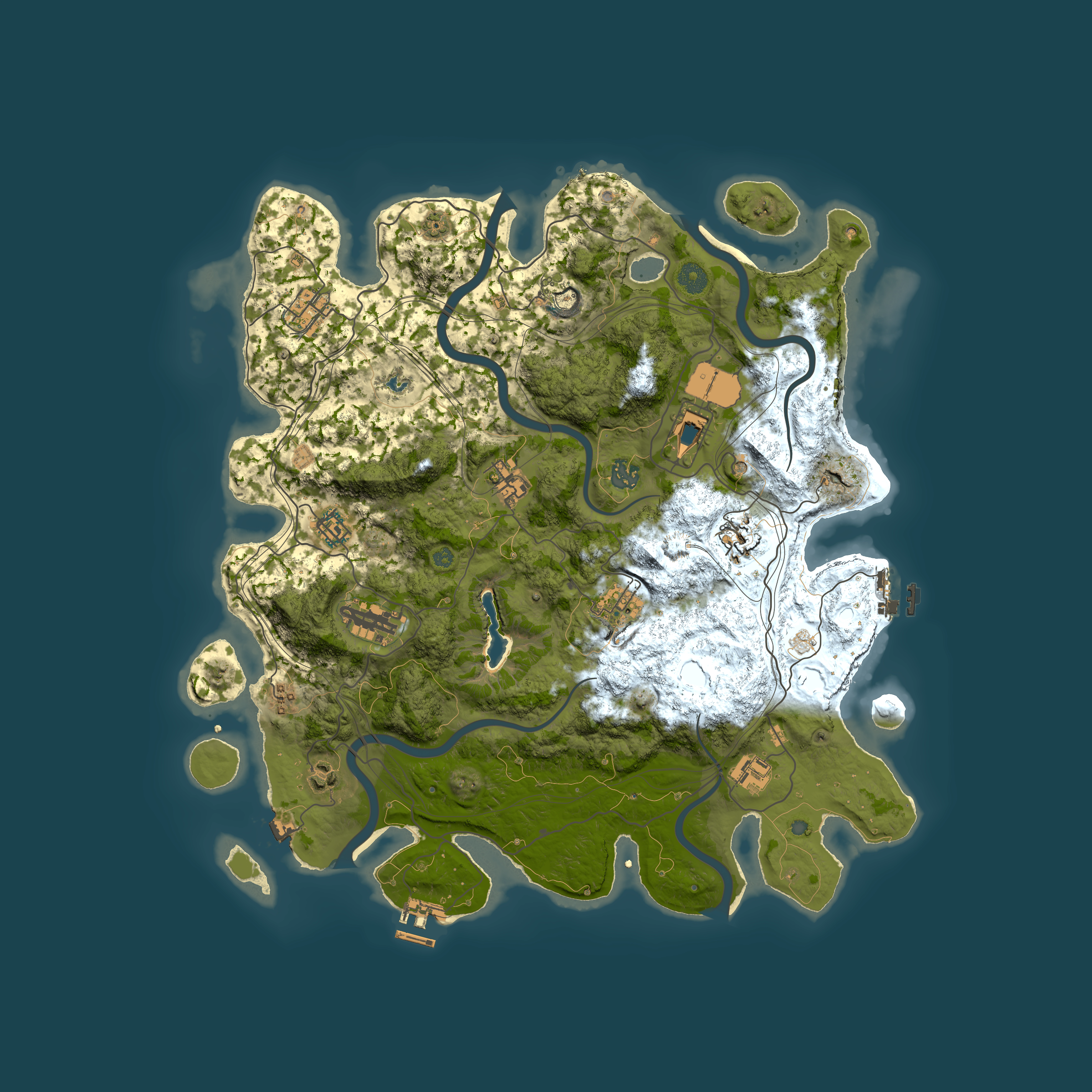 Full top-down render of Rust map seed 0, 4250x4250m