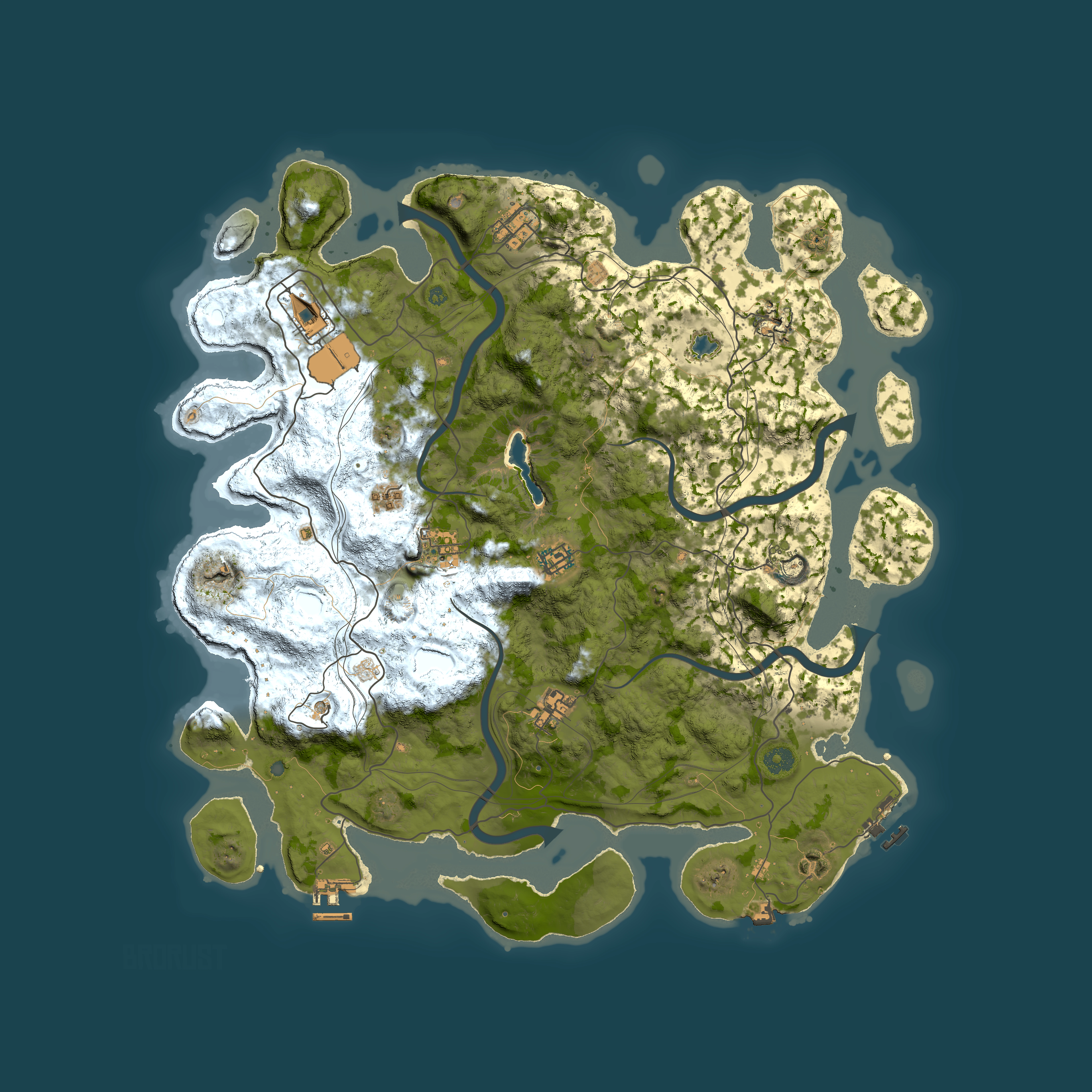 Full top-down render of Rust map seed 31010, 4400x4400m