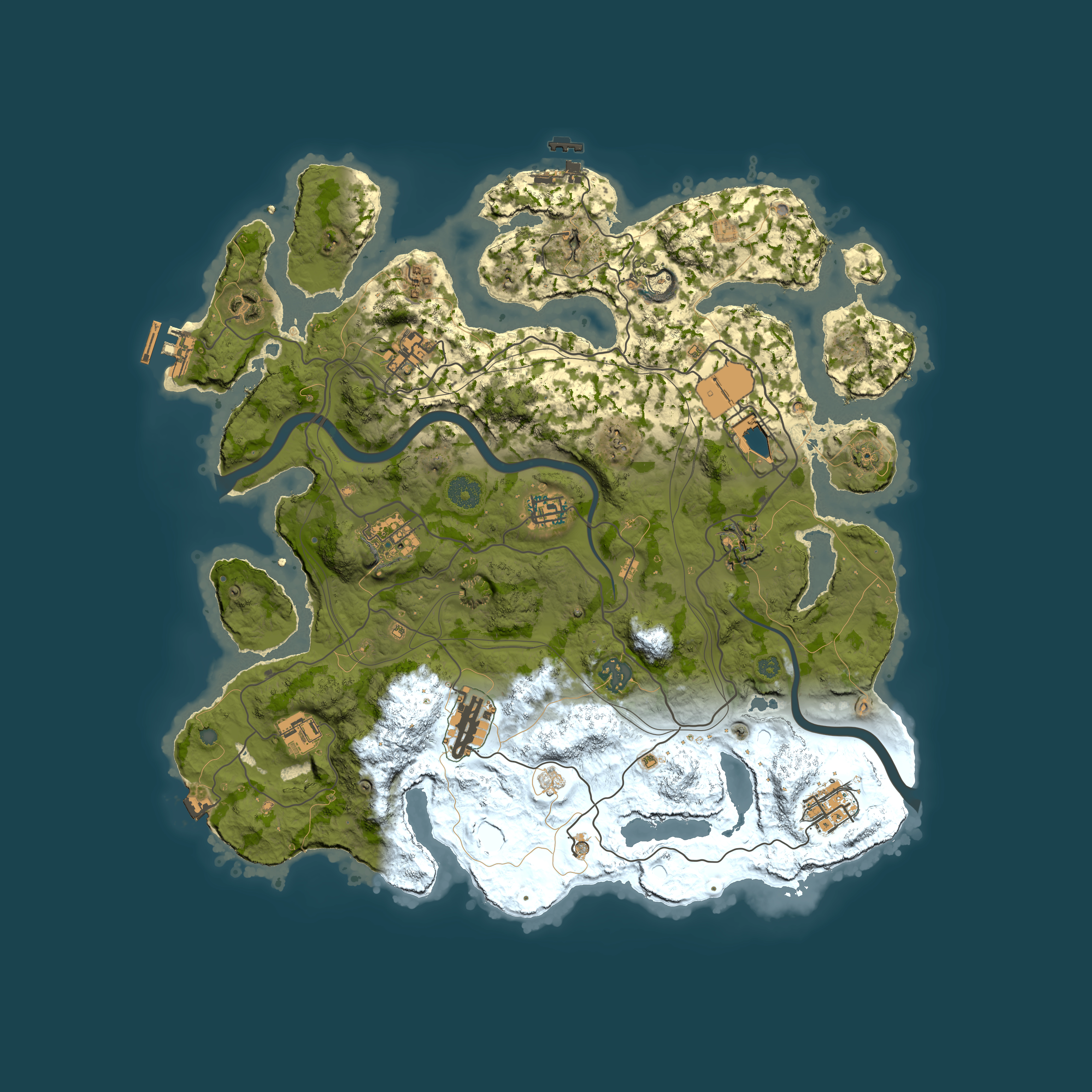 Full top-down render of Rust map seed 1337, 3850x3850m