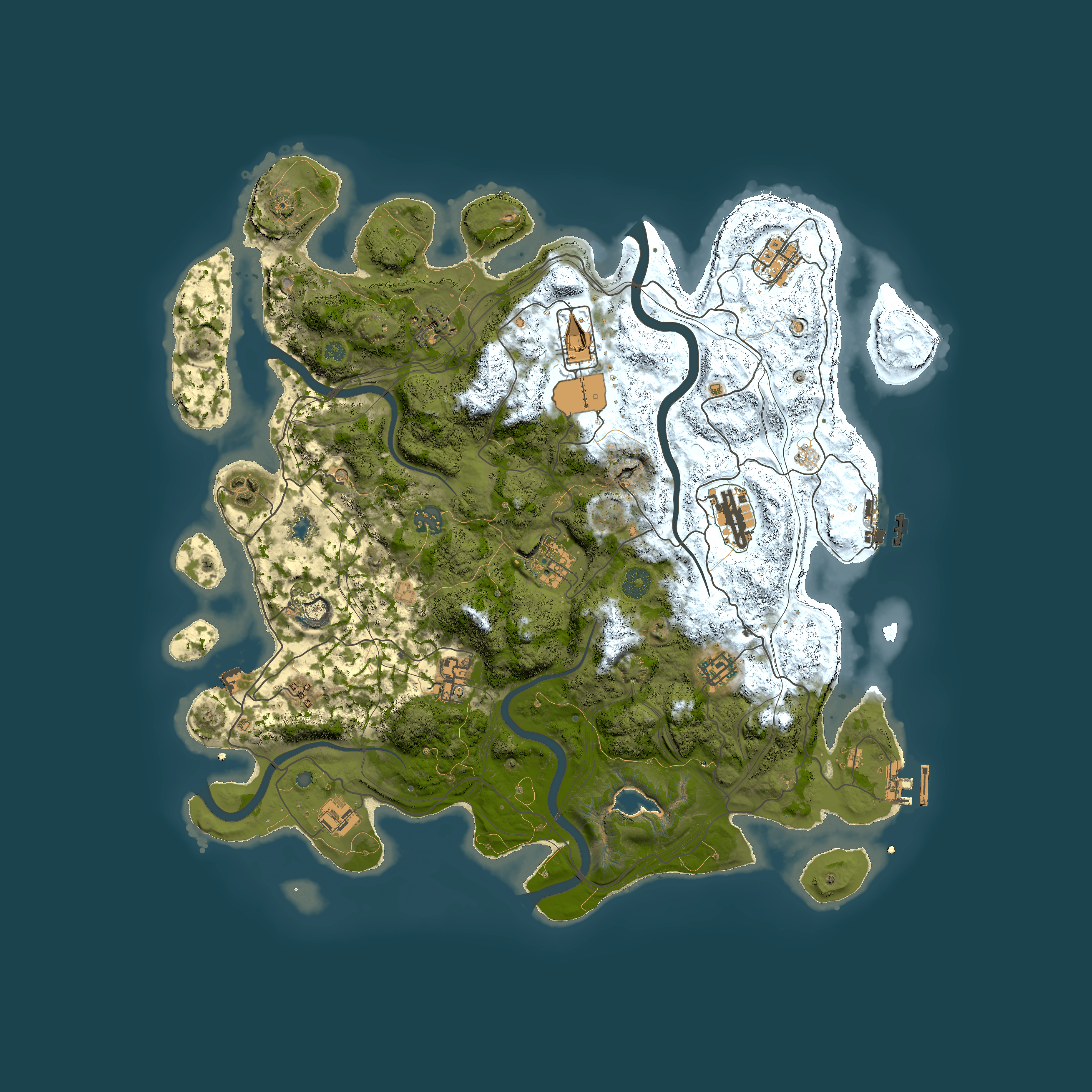 Full top-down render of Rust map seed 0, 4250x4250m