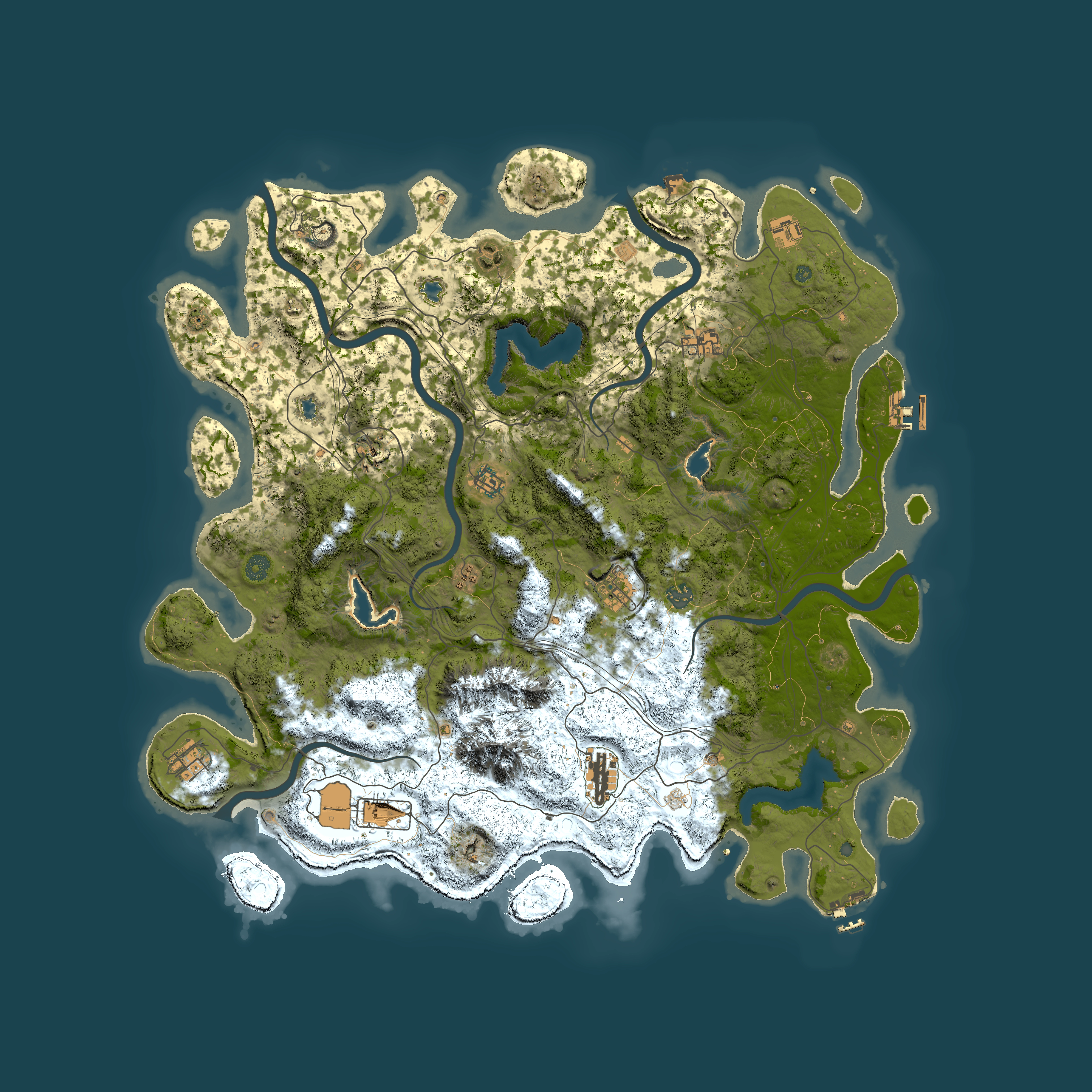 Full top-down render of Rust map seed 1449184444, 5000x5000m