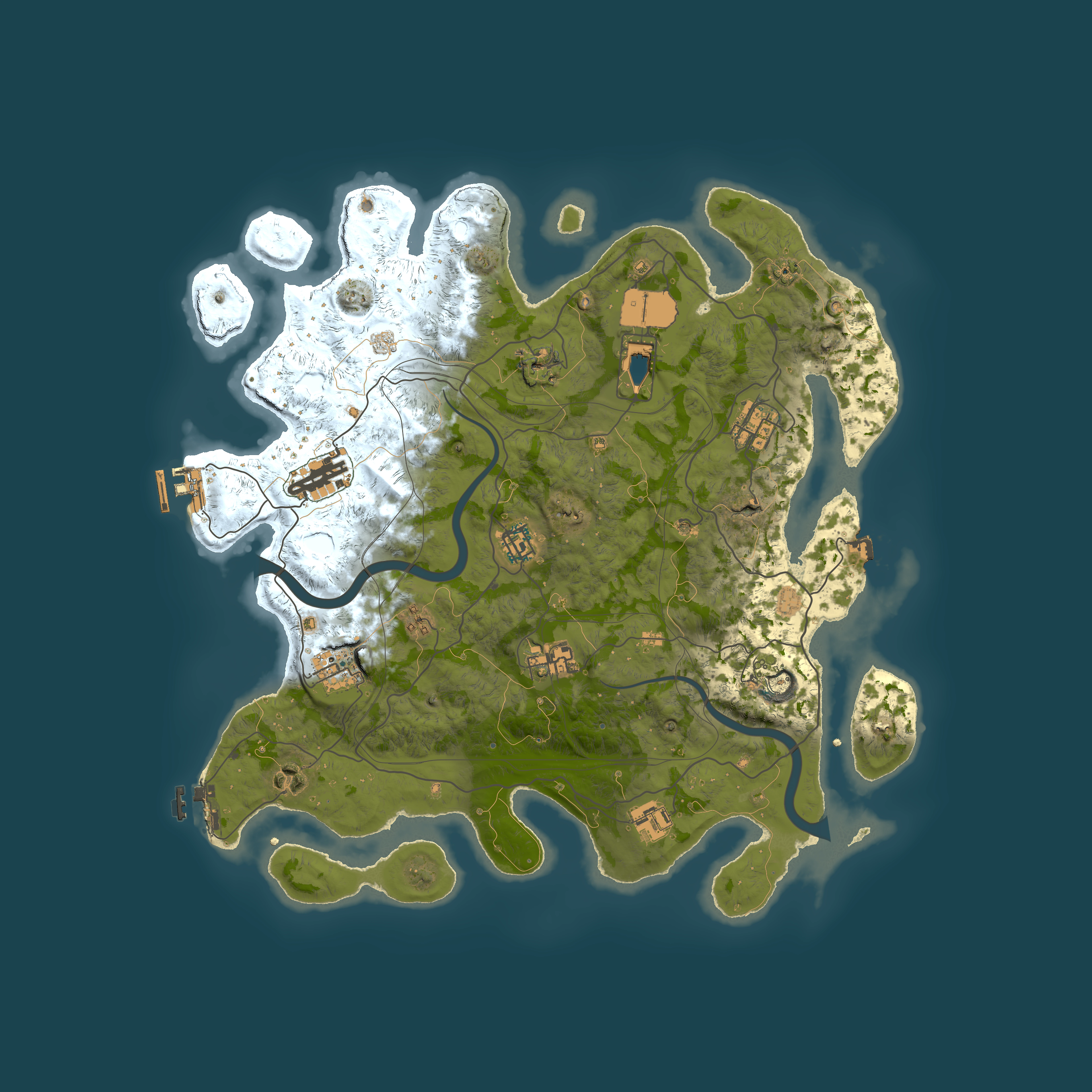 Full top-down render of Rust map seed 1337, 4000x4000m