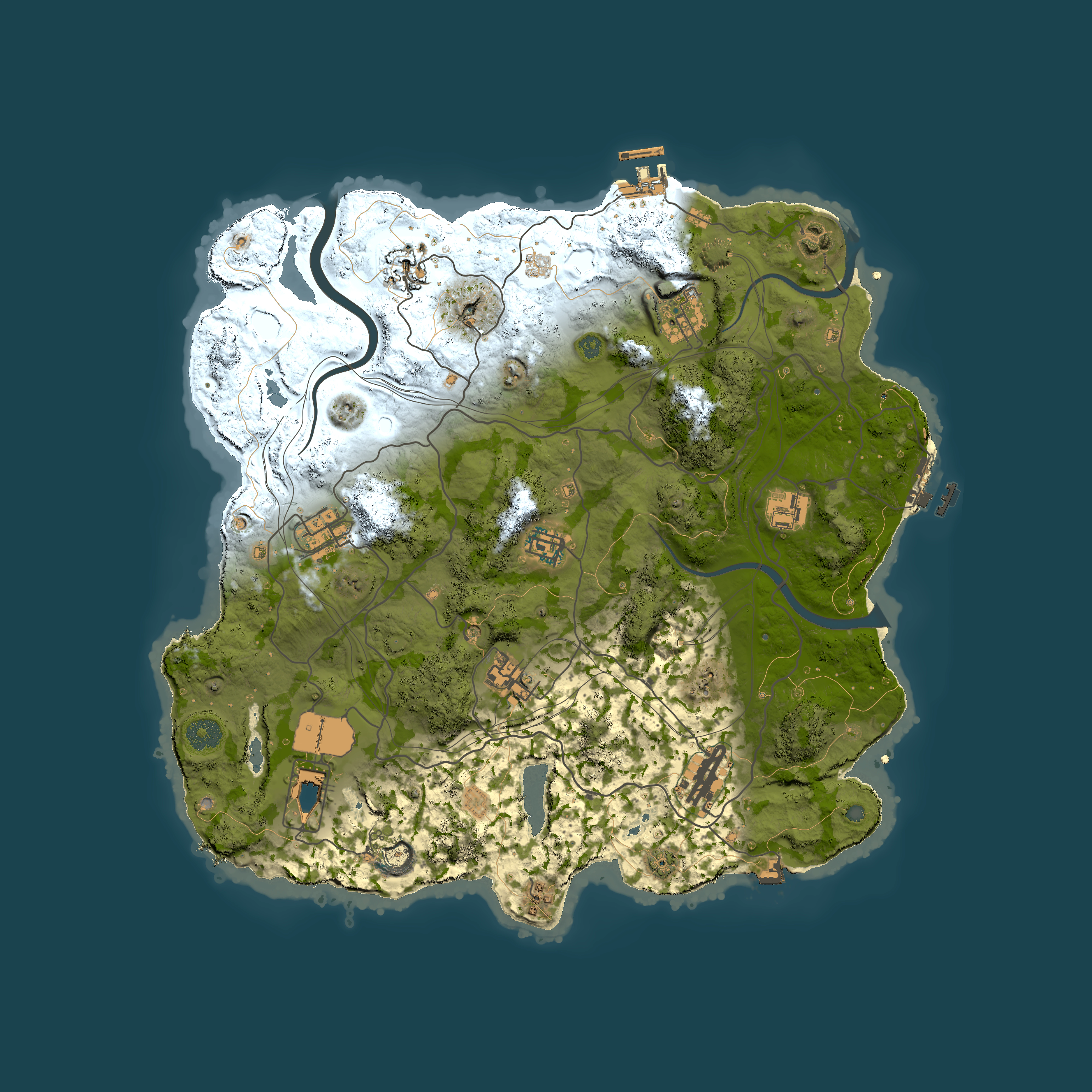 Full top-down render of Rust map seed 1430515816, 3750x3750m