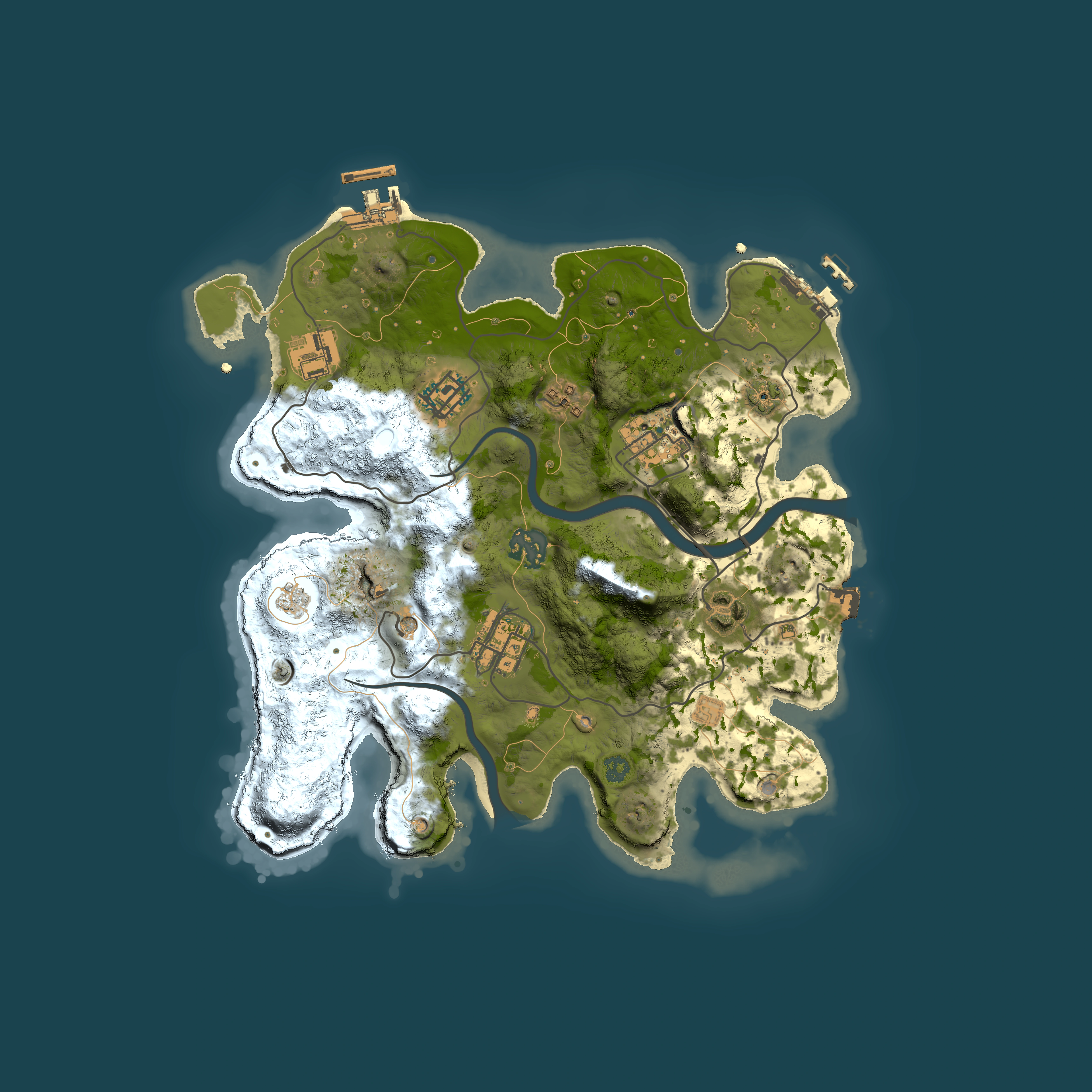Full top-down render of Rust map seed 352316421, 3000x3000m